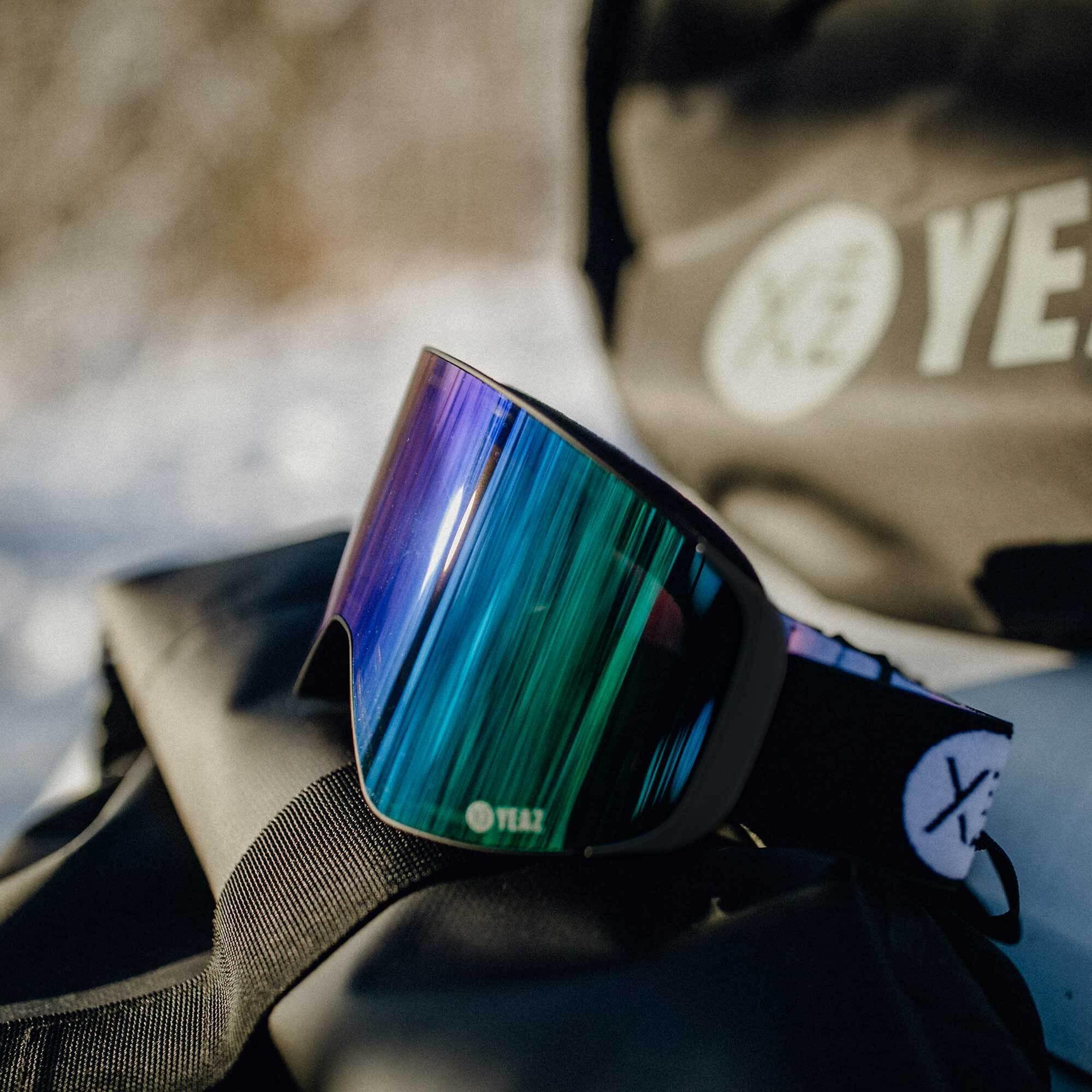 YEAZ Snowboardbrille »Magnet-Ski-Snowboardbrille grün verspiegelt/schwarz APEX«