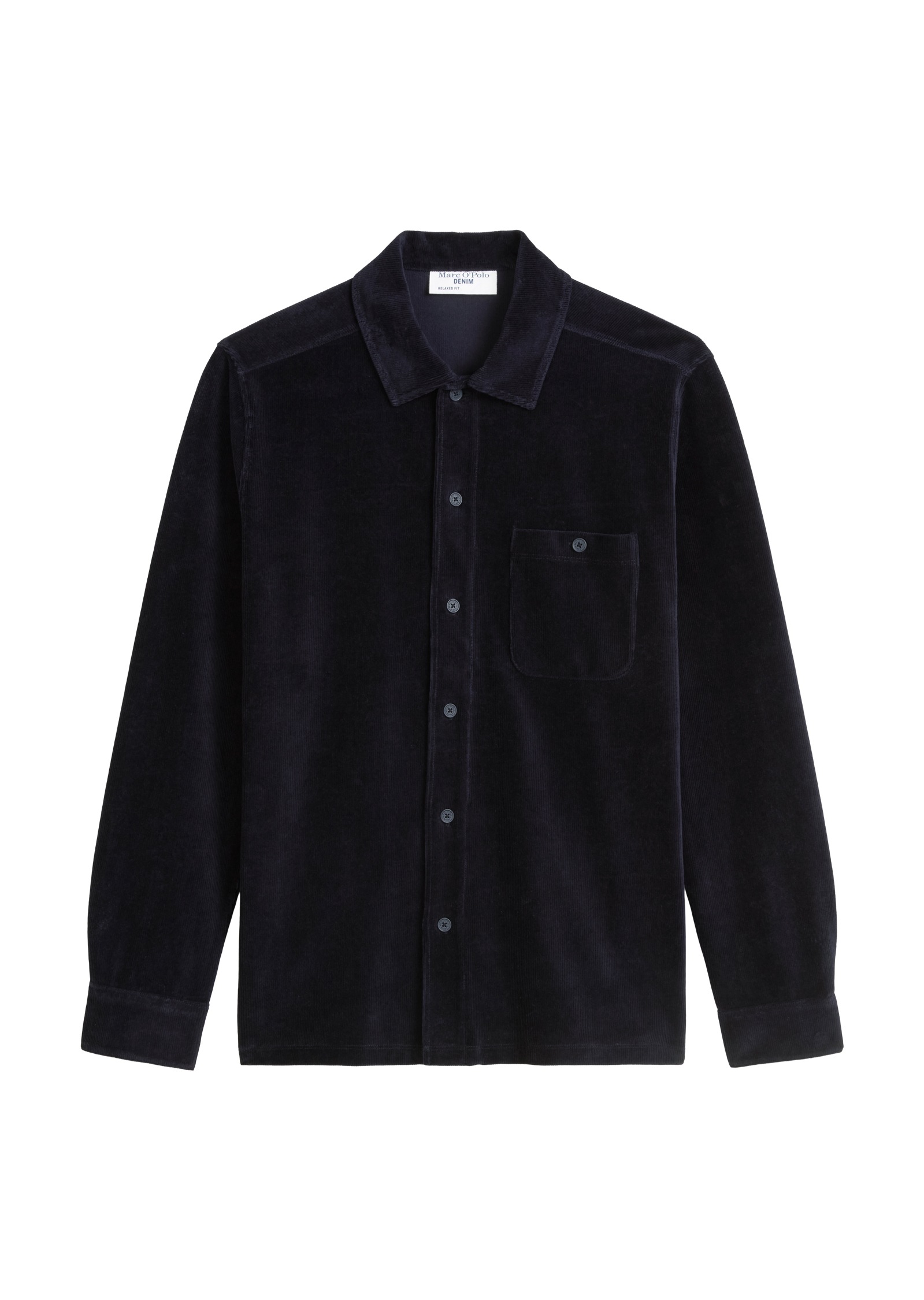 Marc O'Polo DENIM Langarmshirt, aus softem Frottee-Cord, relaxed fit, Kentkragen