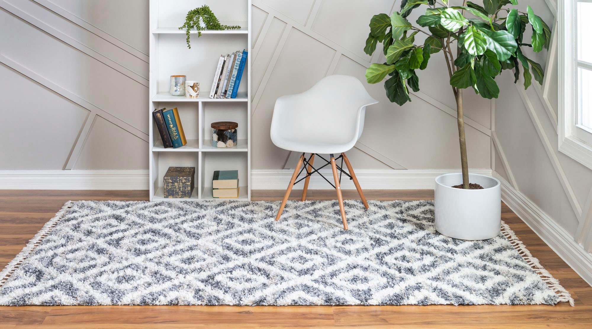 Myflair Möbel & Accessoires Hochflor-Teppich »Top Shag, LAGERRÄUMUNG!«, rechteckig, 32 mm Höhe, gewebt, Rauten Design, melierte Optik, weich & kuschelig, mit Fransen