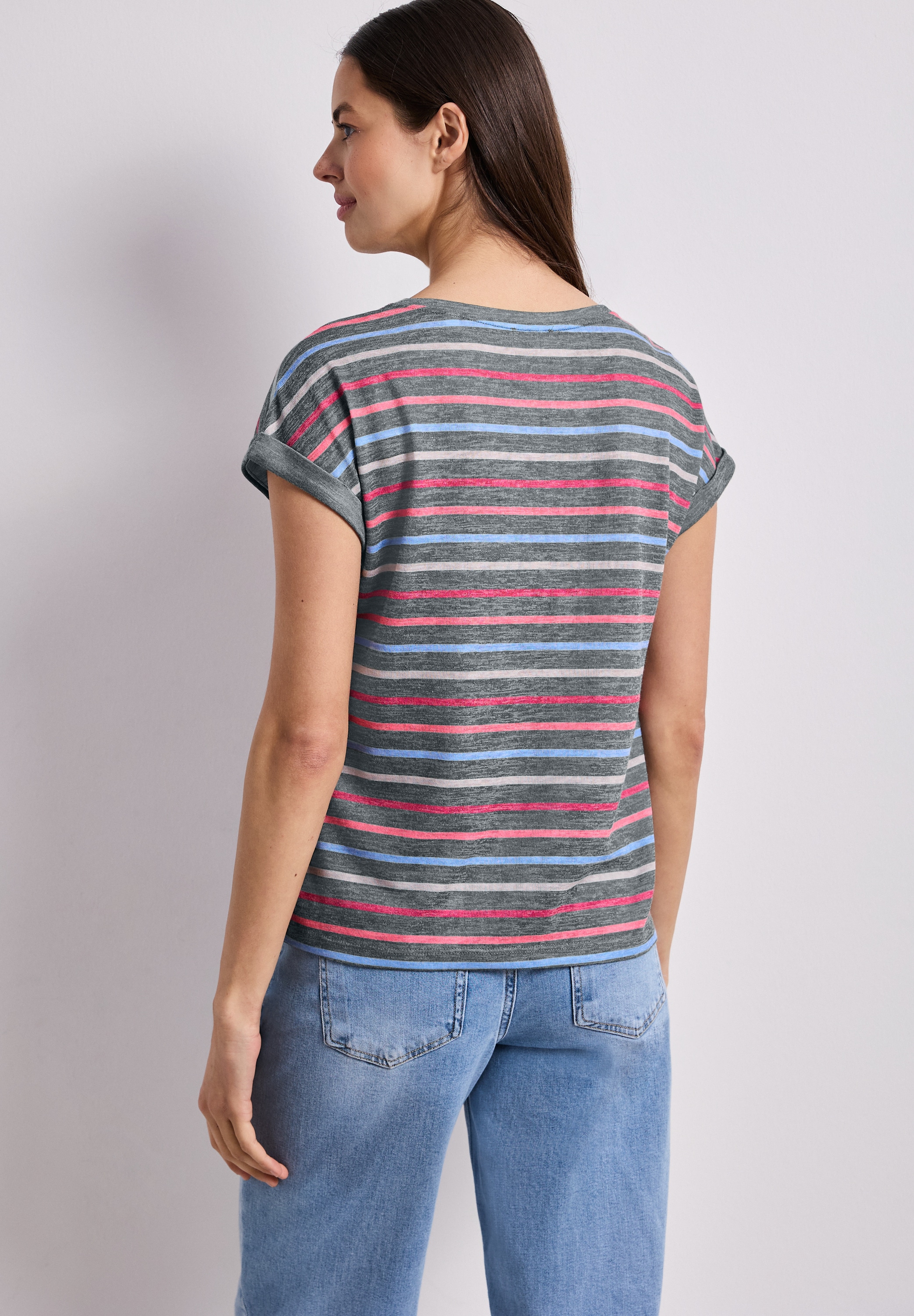 STREET ONE Shirttop Sommershirt mit überschnittenen Schultern