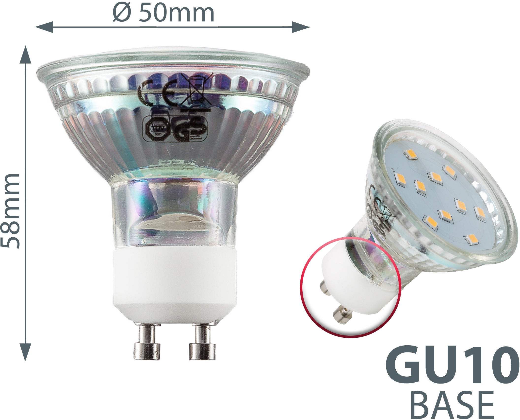 B.K.Licht LED-Leuchtmittel, GU10, 10 St., Warmweiß, LED Lampe Glühbirne 3 Watt 250 Lumen SET 3.000 Kelvin Energiesparlampe