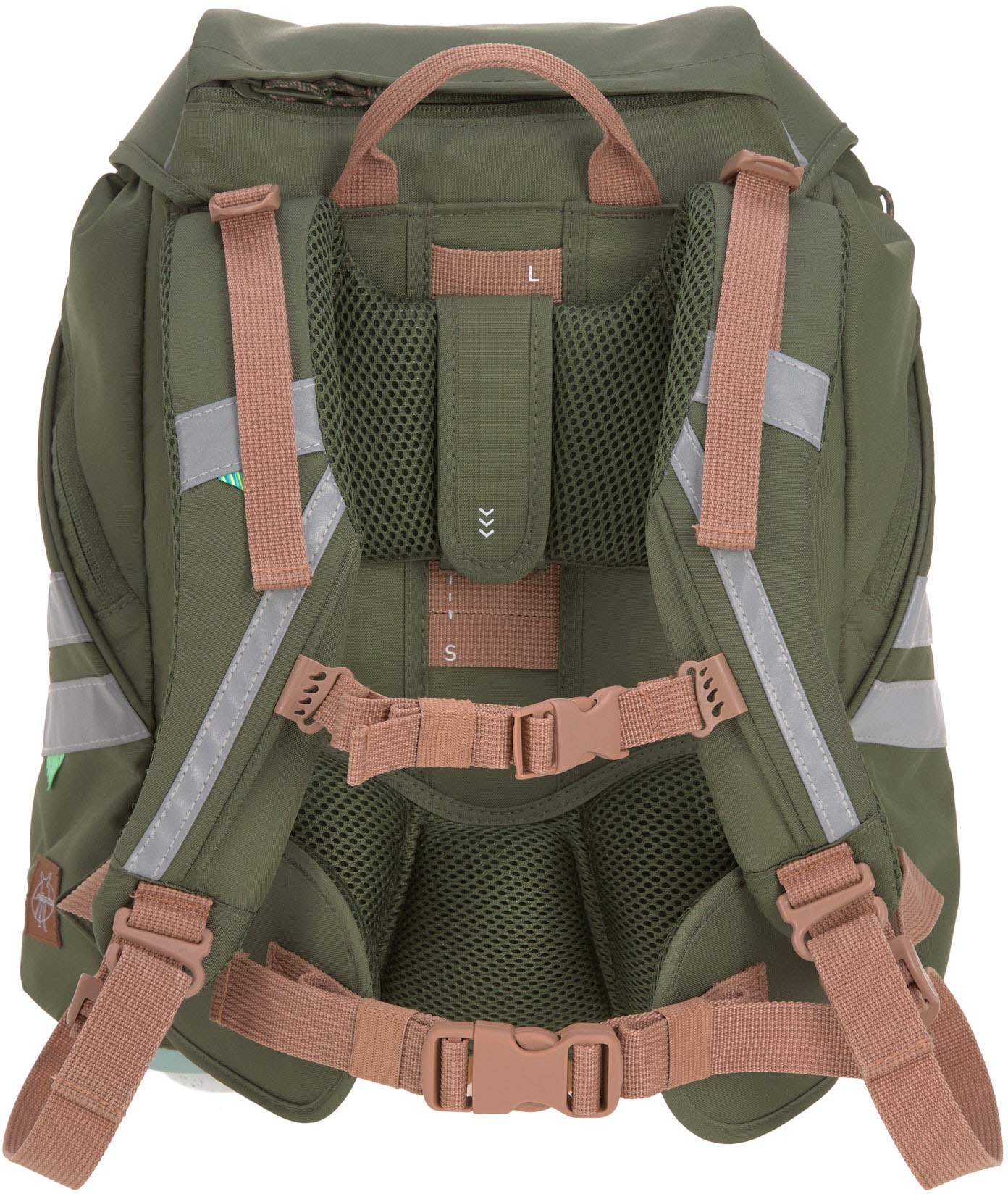 LÄSSIG Schulranzen »Unique, Flexy, Olive«, Reflektoren, inkl. Patches; PETA-approved vegan; aus recyceltem Material