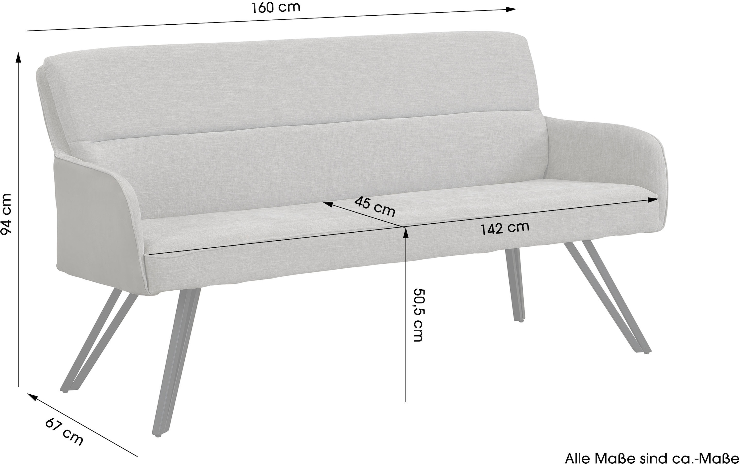 byLIVING Sitzbank »Tino« 1 Stk. tlg. mit Federkernpolsterung in 140 oder 160cm, hochwertige Polsterbezüge