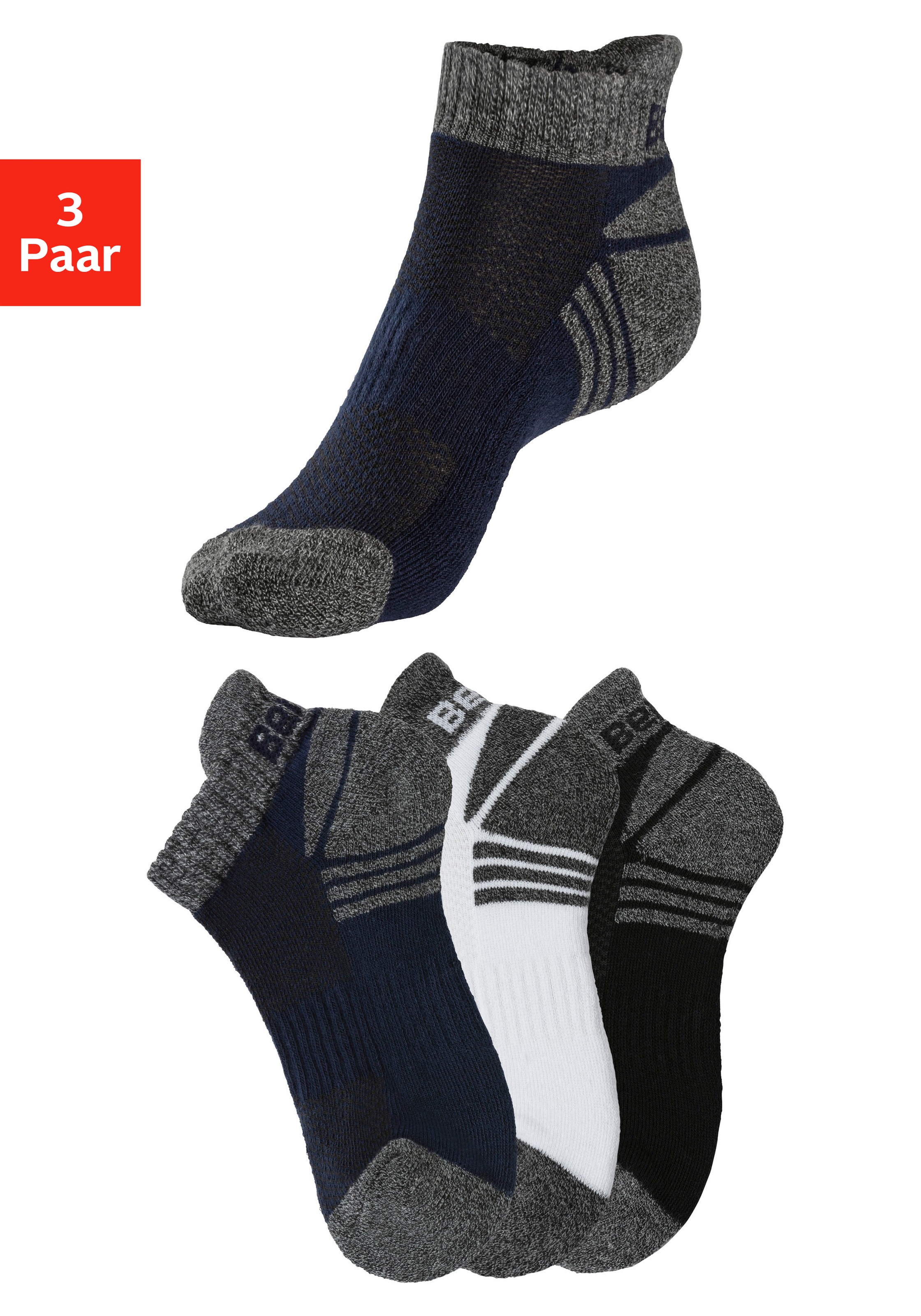 Bench. Sneakersocken Packung in bunt, Größe 35-38
