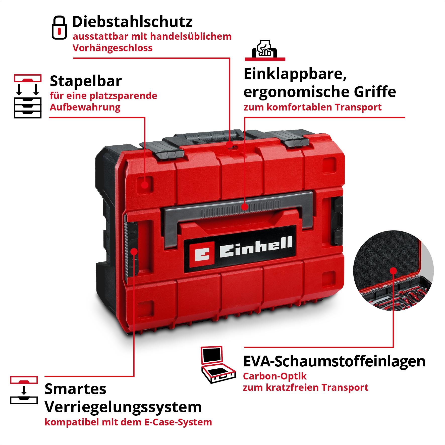 Einhell Werkzeugset »E-CASE« 80 Stk. tlg. Kompatibel mit dem Einhell E-Case System
