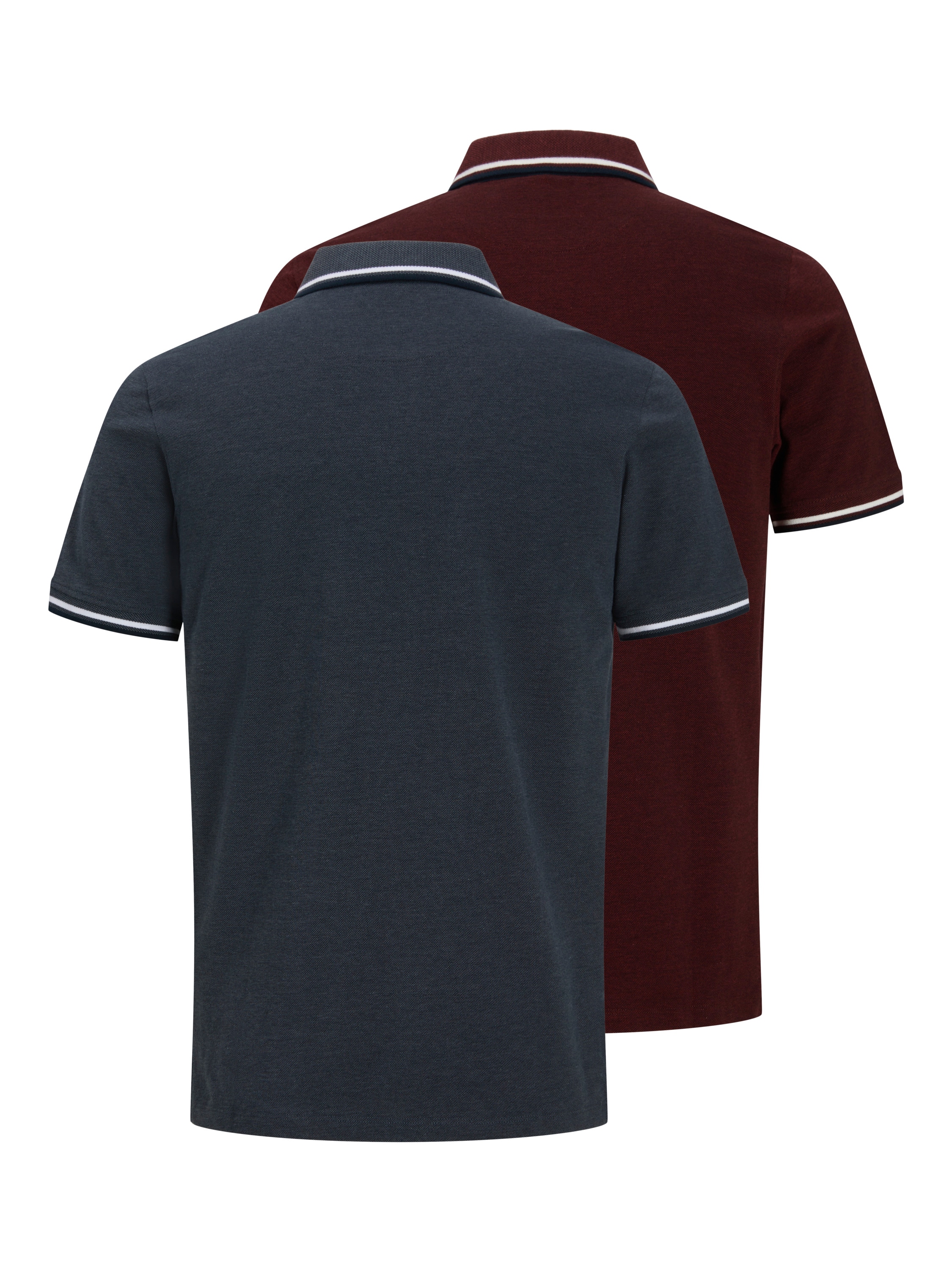 Jack & Jones Poloshirt »JJEPAULOS im Doppelpack mit Logostickerei und Komfort« Packung, 2er-Pack, 2 unifarben mit Farbeinsatz, modisch, schmal, Baumwolle, Polokragen
