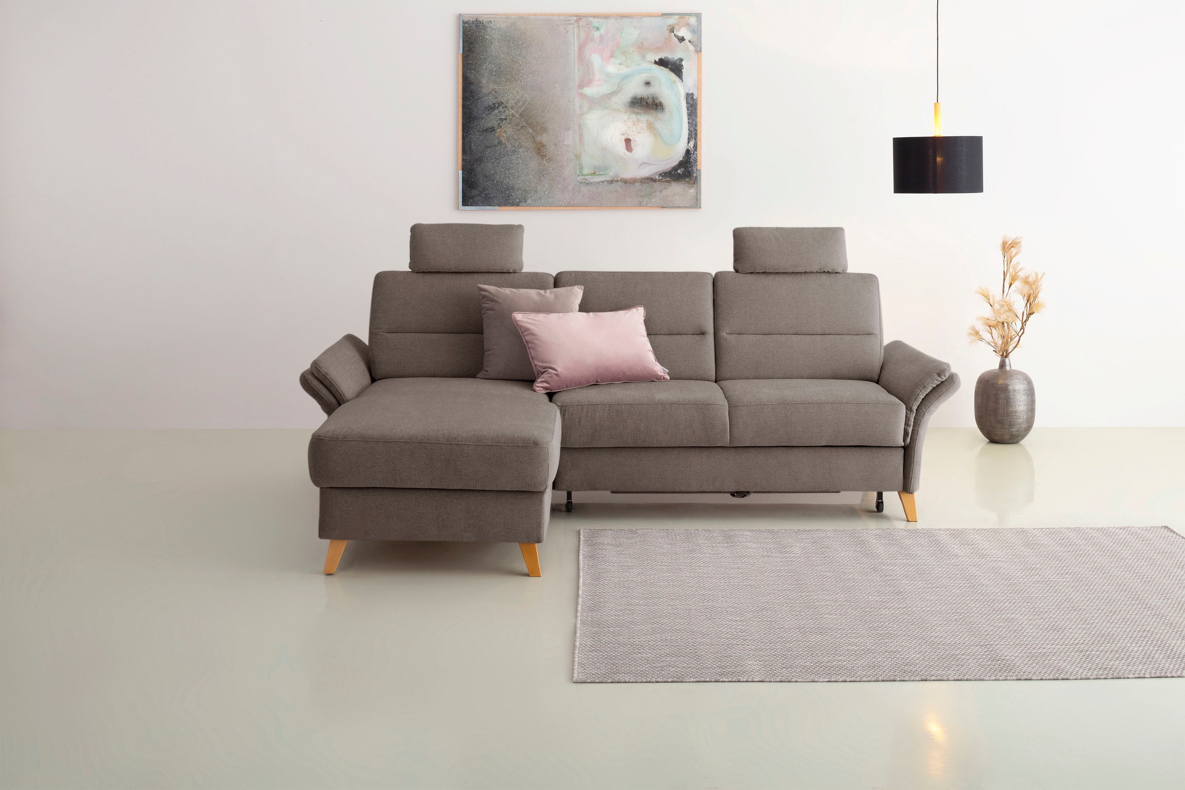 Home affaire Ecksofa »Westerland L-Form«, Federkern-Polsterung, wahlweise mit Bettfunktion, Bettkasten