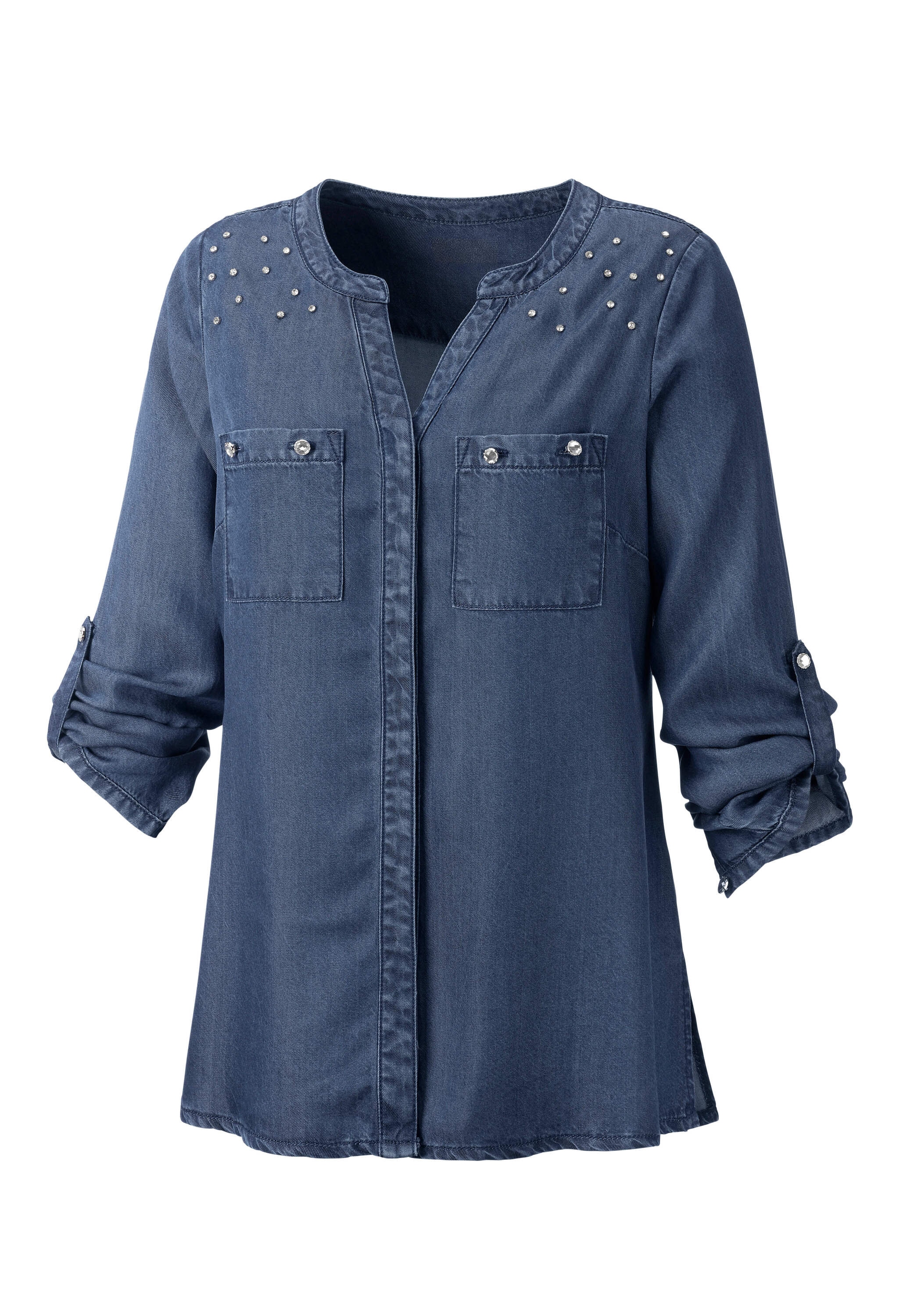 creation L Klassische Bluse »Lyocell-Jeansbluse Langarm-Bluse aus Lyocell«