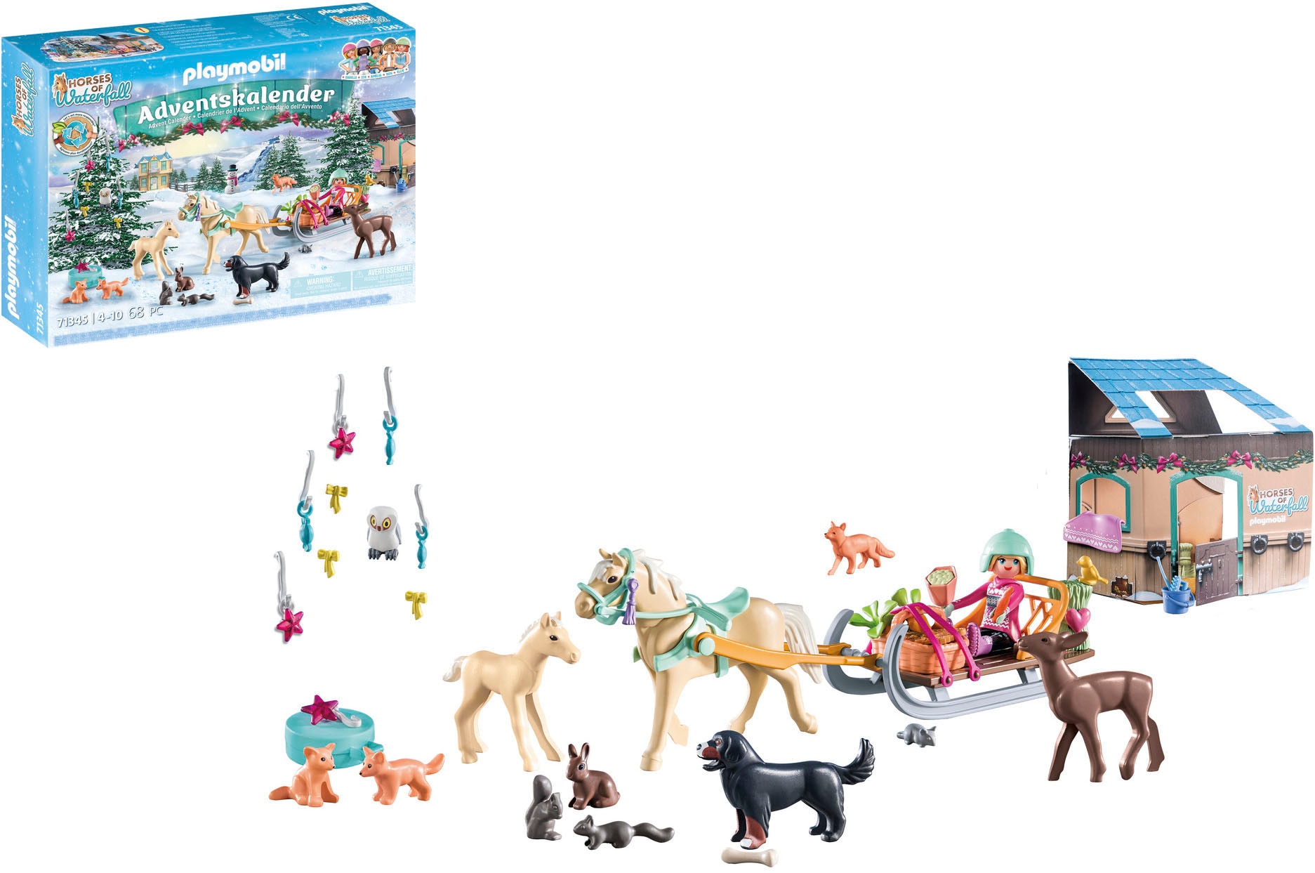 Playmobil® Spielzeug-Adventskalender »Spielbausteine, Pferde: Schlittenfahrt (71345)«, ab 4 Jahren, Horses of Waterfall; teilweise aus recyceltem Material