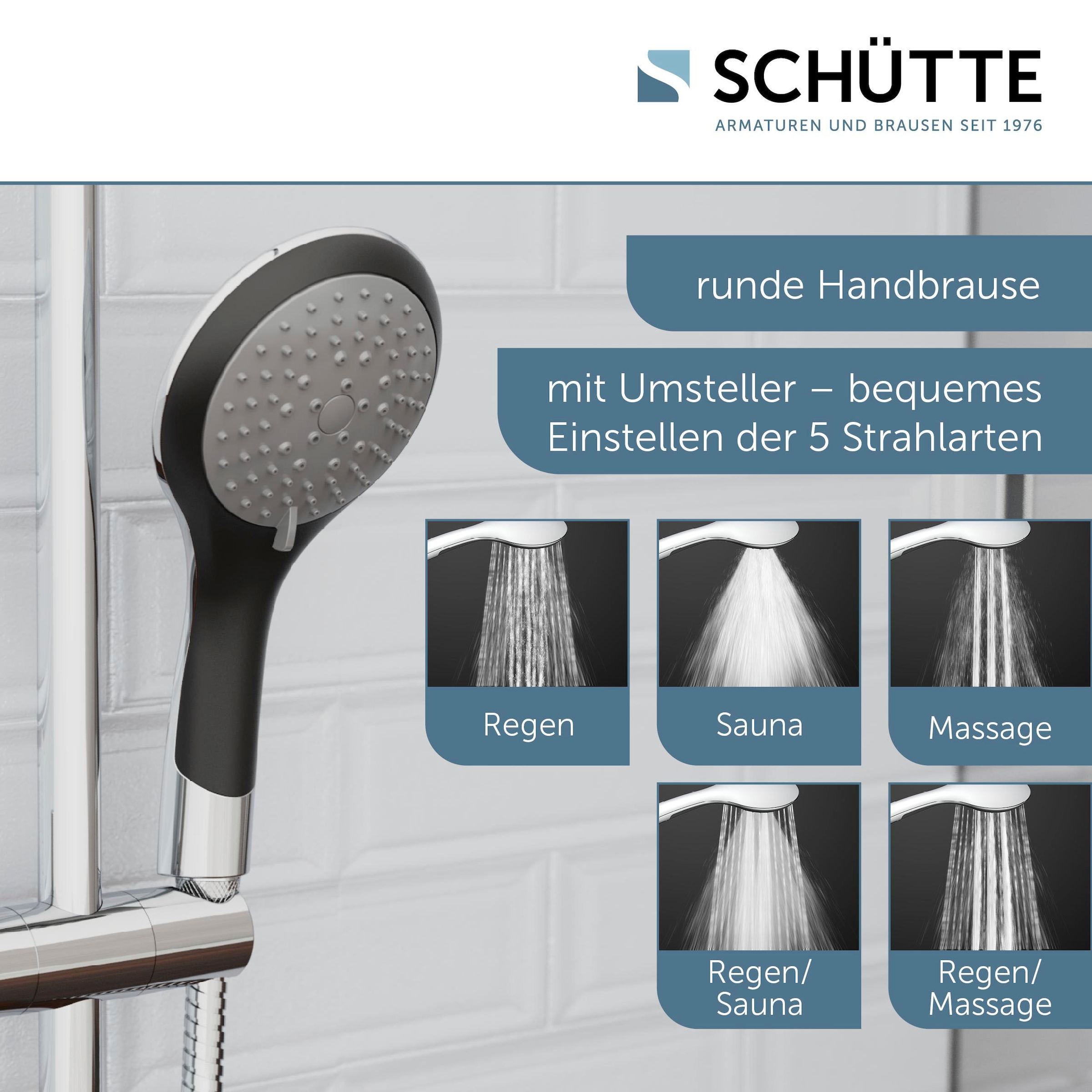 Schütte Handbrause Broadway Mit 5 Strahlarten Brausekopf Mit Antikalk Noppen Regendusche 