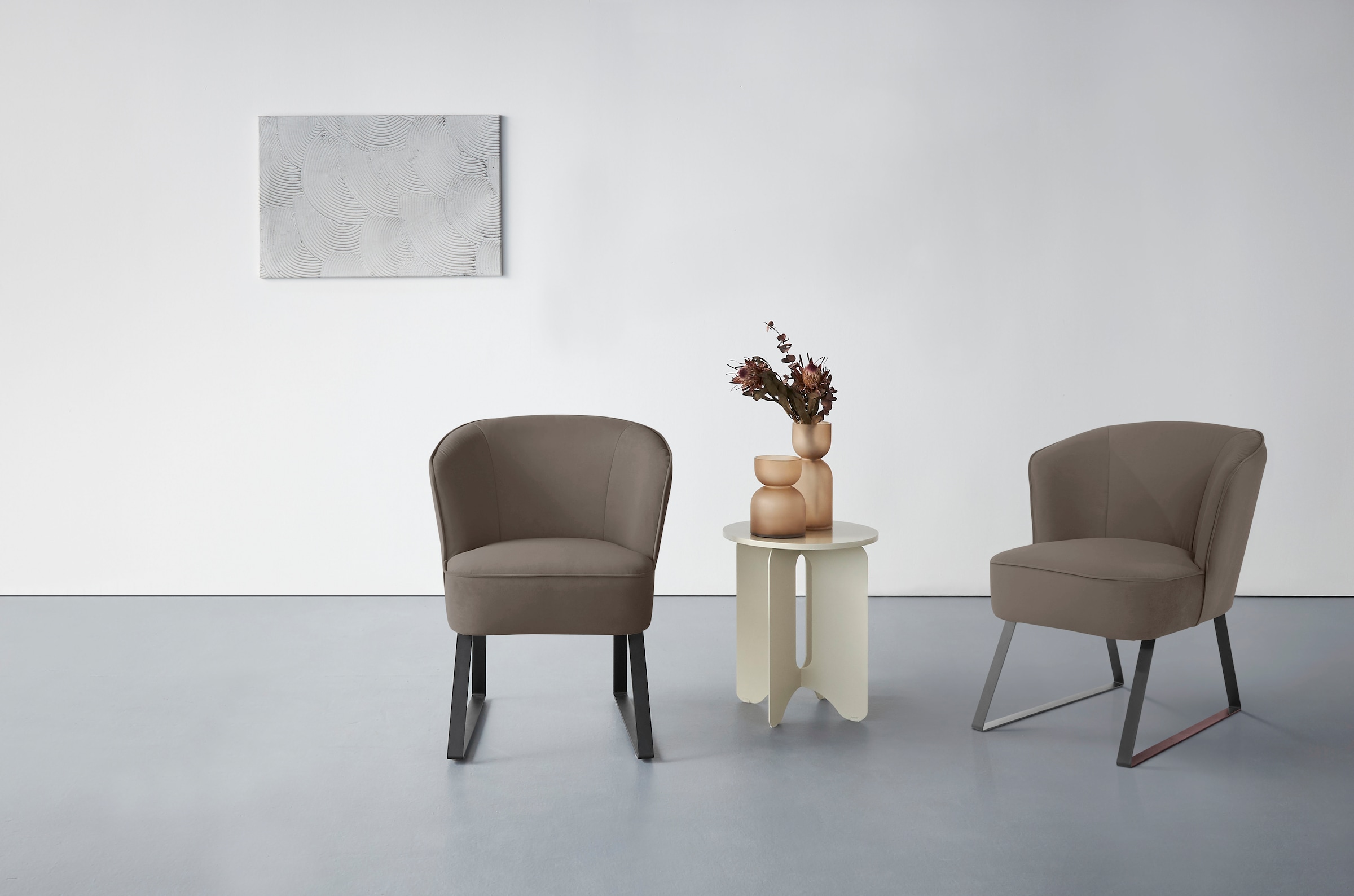 exxpo - sofa fashion Sessel »Americano, Loungesessel«, mit Keder und Metallfüßen, Bezug in verschiedenen Qualitäten, 1 Stck.