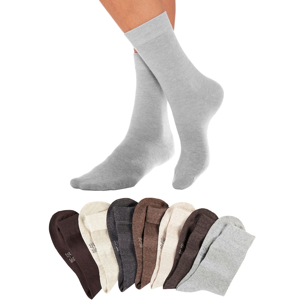 Lavana Basicsocken, (Set, 7 Paar), mit druckfreiem Bündchen