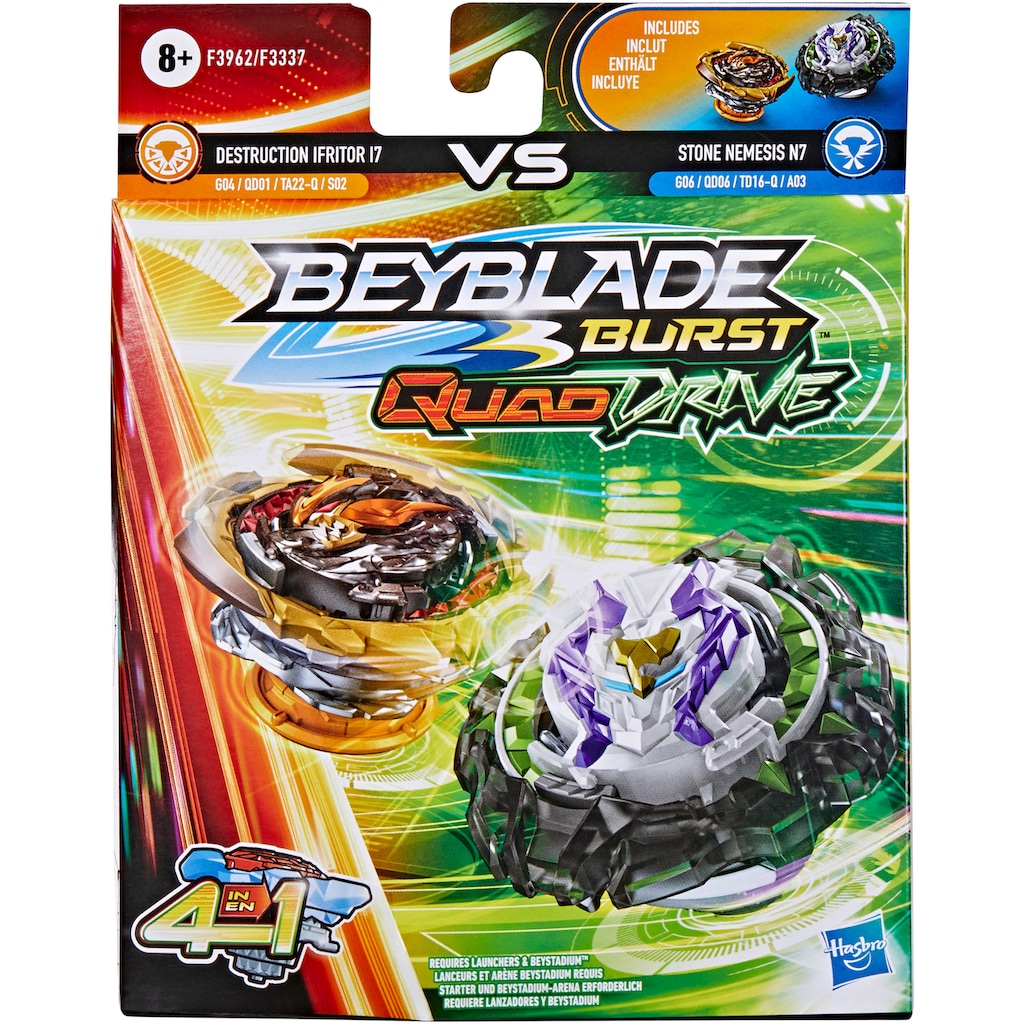 Hasbro Speed-Kreisel »Beyblade Burst QuadDrive Destruction Ifritor I7 und Stone Nemesis N7«