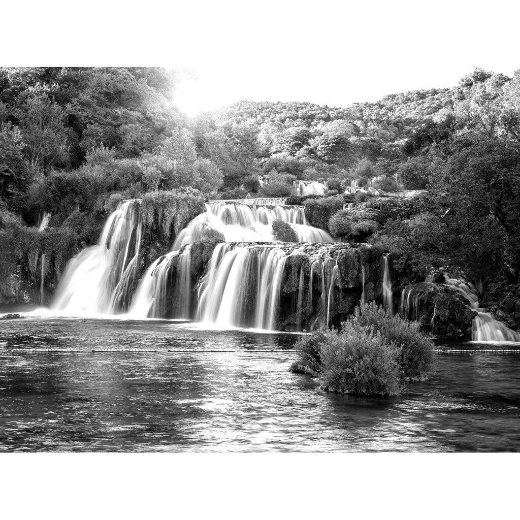 Papermoon Fototapete »Wasserfall Schwarz & Weiß«