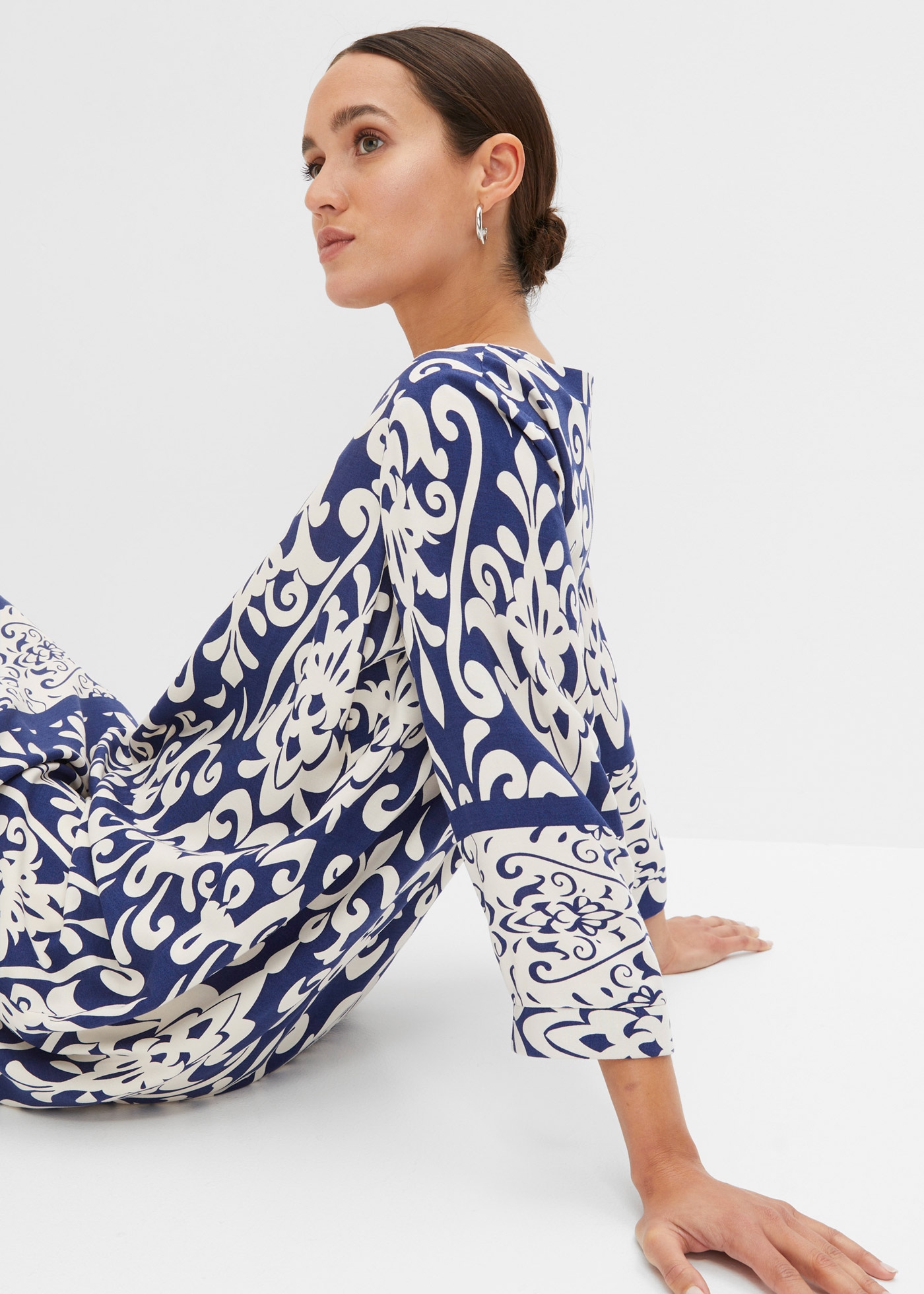 bonprix Tunikakleid aus Viskose, eleganter Stil, A-Linien-Passform, 3/4-Ärmel