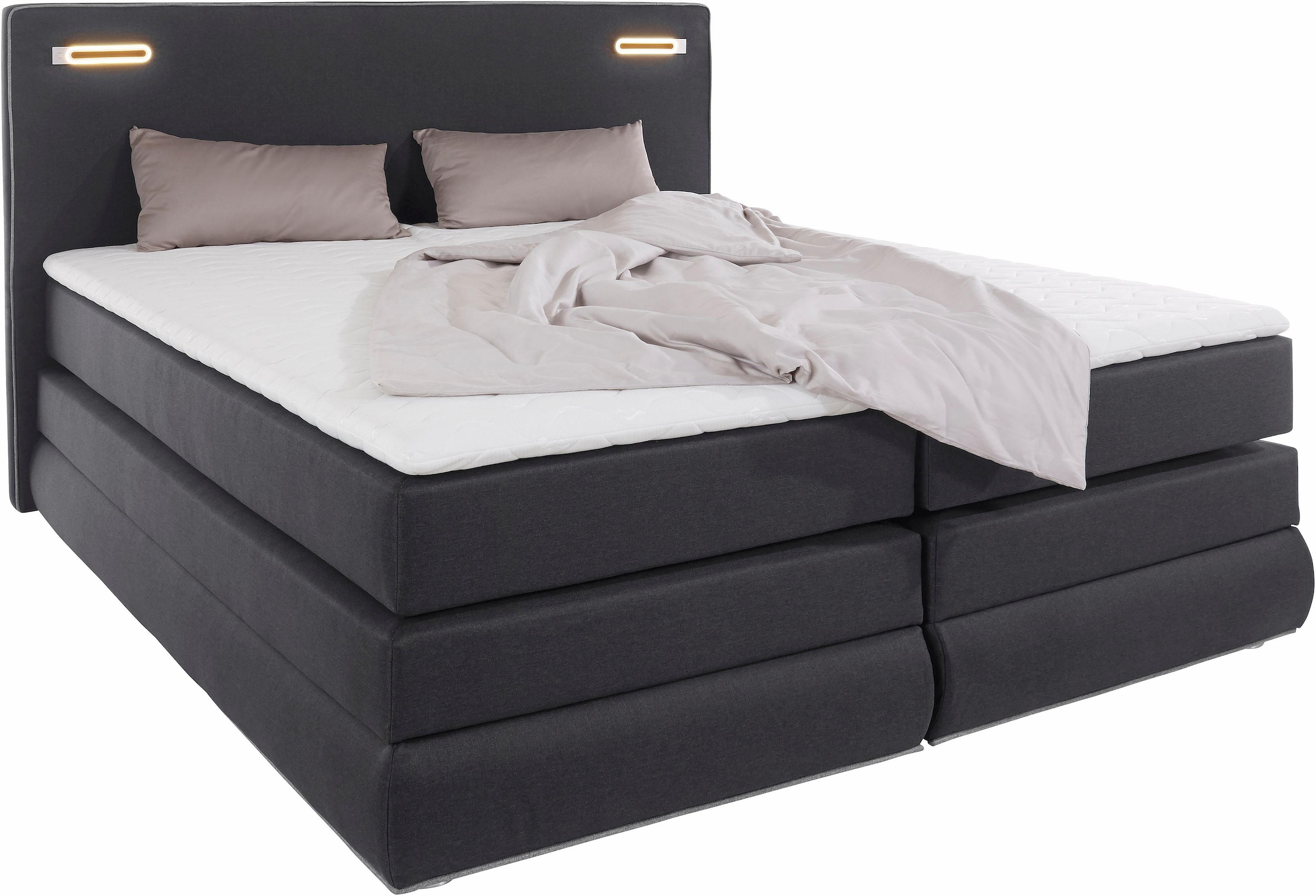COLLECTION AB Boxspringbett »Ninoni«, inkl. Bettkasten, Topper und wahlweise mit LED-Beleuchtung, Liegefläche 180 x 200 cm