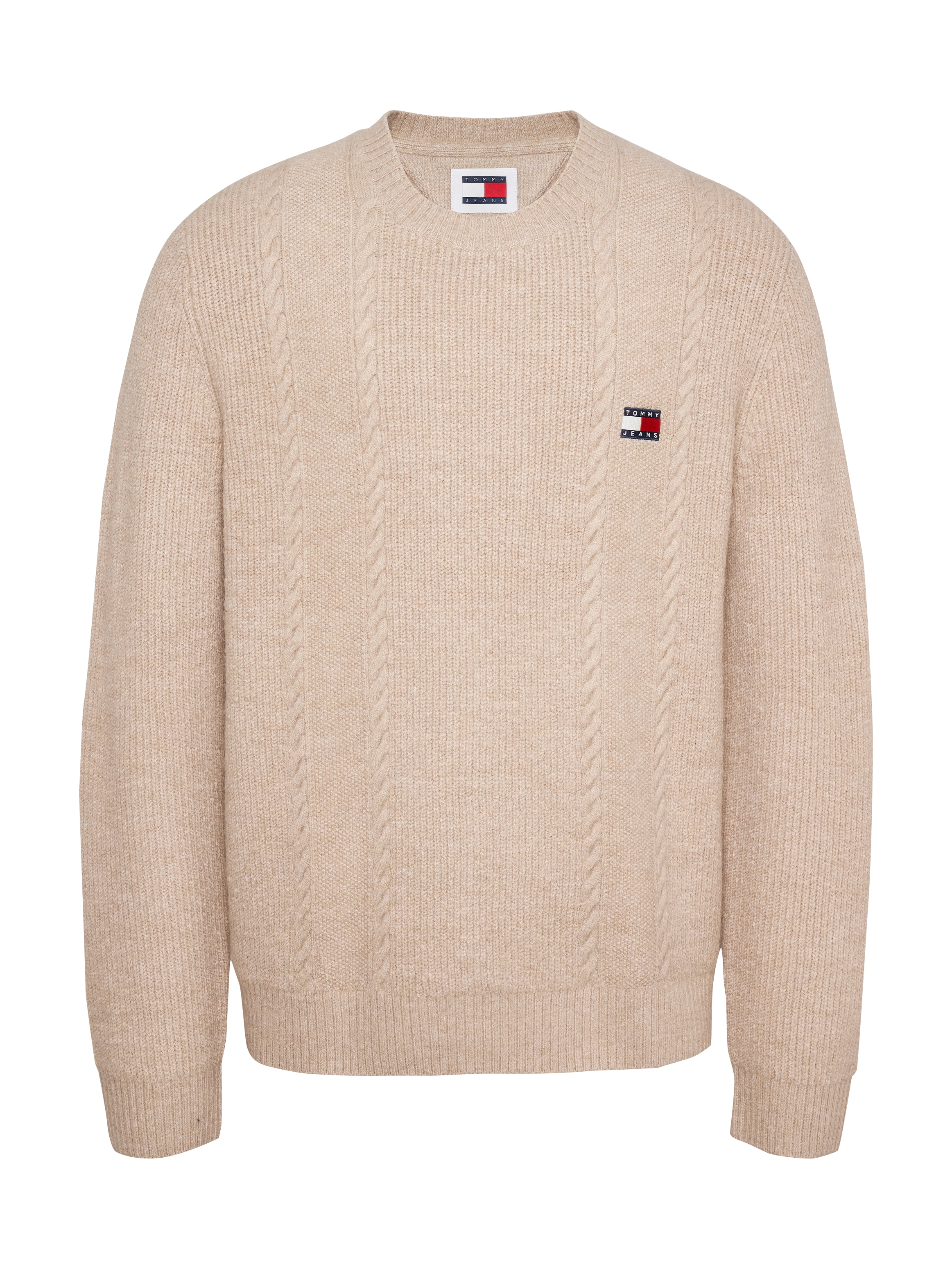 Tommy Jeans Sweatshirt »TJM SLIM CABLE KNIT CNECK«, mit bestickten Markenlogo, Strickmuster