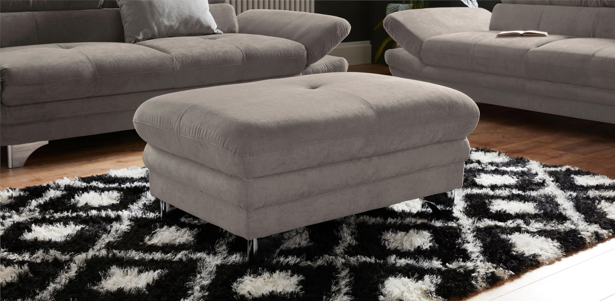 COTTA Polstergarnitur »Enterprise«, (Set), Set bestehend aus: 2-Sitzer mit Kopfteilverstellung & Hocker