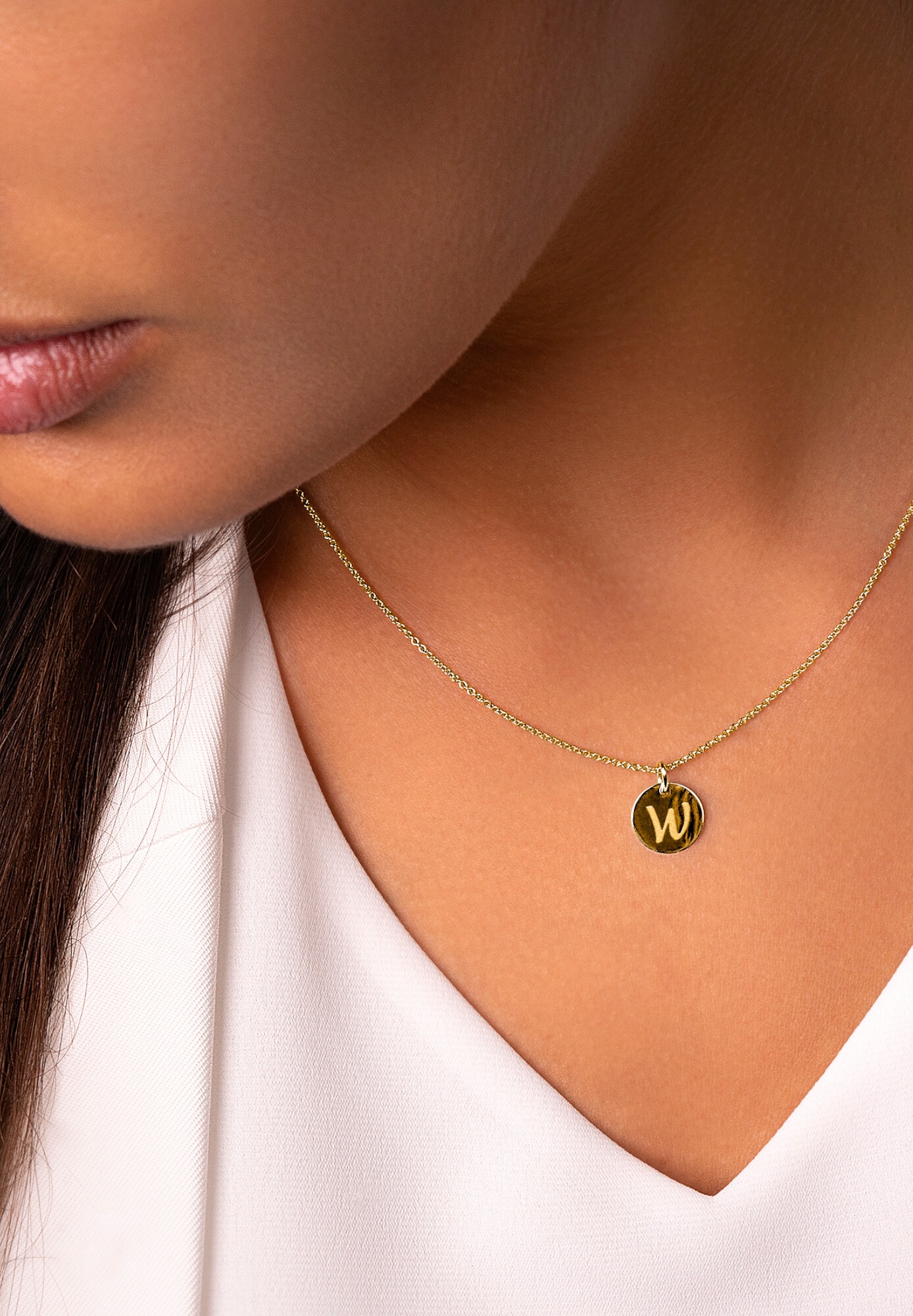 ONE ELEMENT Kettenanhänger »Buchstabe W Buchstaben Anhänger aus 333 Gelbgold Ø 11,0 mm«