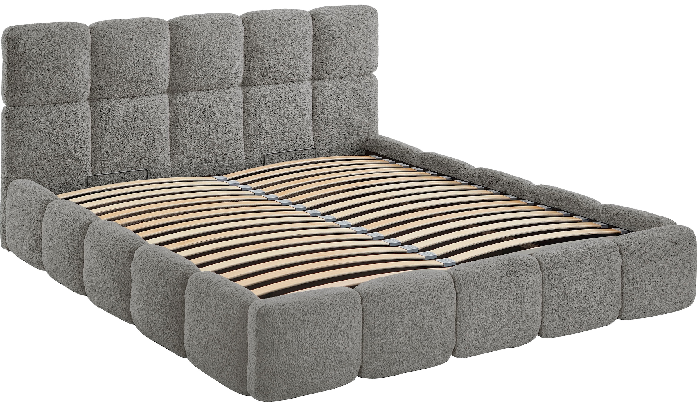 ATLANTIC home collection Polsterbett »"Jane" mit großen Stauraum«, luxurious gepolstertes Kopfteil und Rahmen, Bezug mit Bouclécharakter
