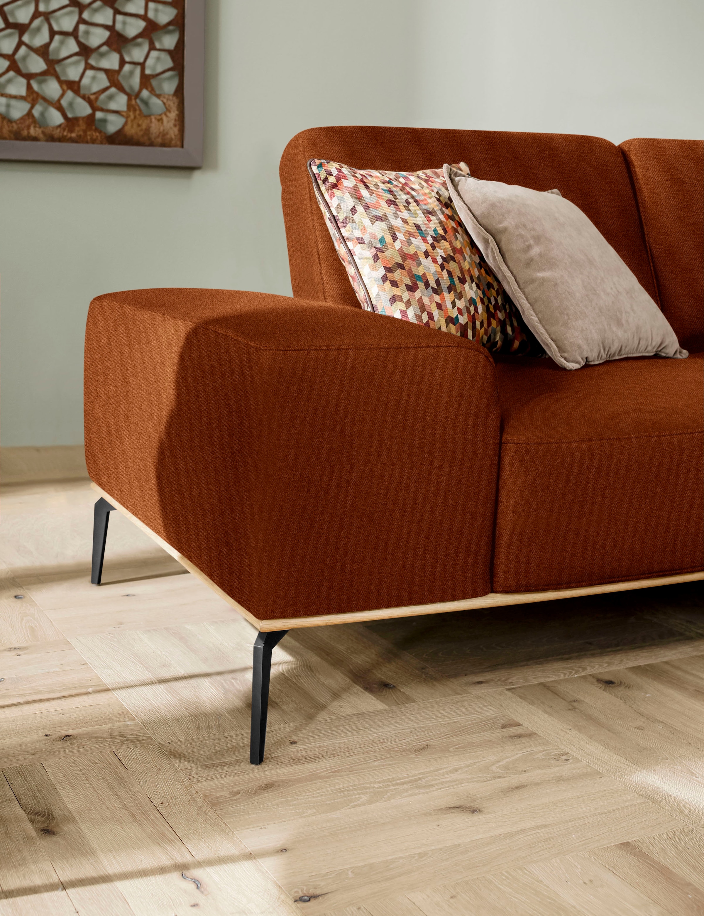 W.SCHILLIG Ecksofa »run, Designsofa mit tollem Sitzkomfort, bequem, L-Form«, mit Holzsockel, Füße in Schwarz pulverbeschichtet, Breite 279 cm