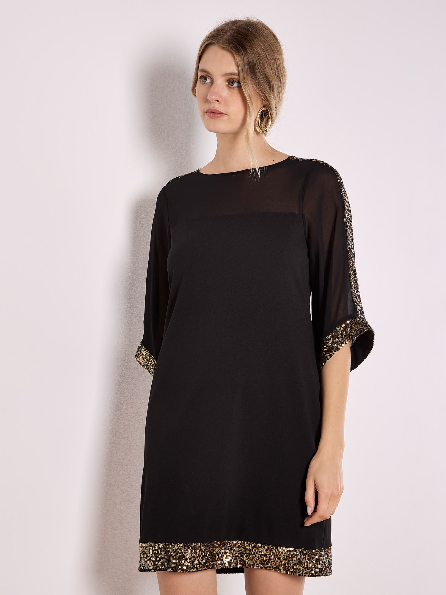 Apricot Druckkleid »Kimono-Ärmel-Kleid« mit Pailletten