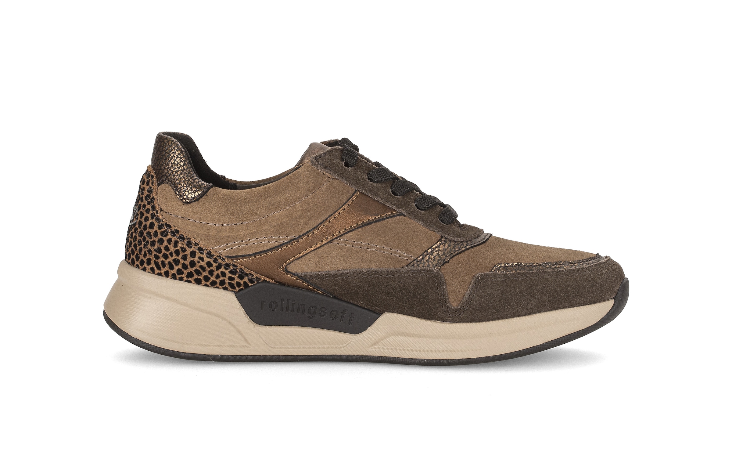 rollingsoft Keilsneaker  Schnürschuh, Freizeitschuh, Halbschuh mit Kontrastbesätzen