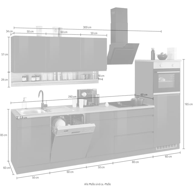 HELD MÖBEL Küche »Virginia«, Breite 300 cm, ohne E-Geräte bei OTTO