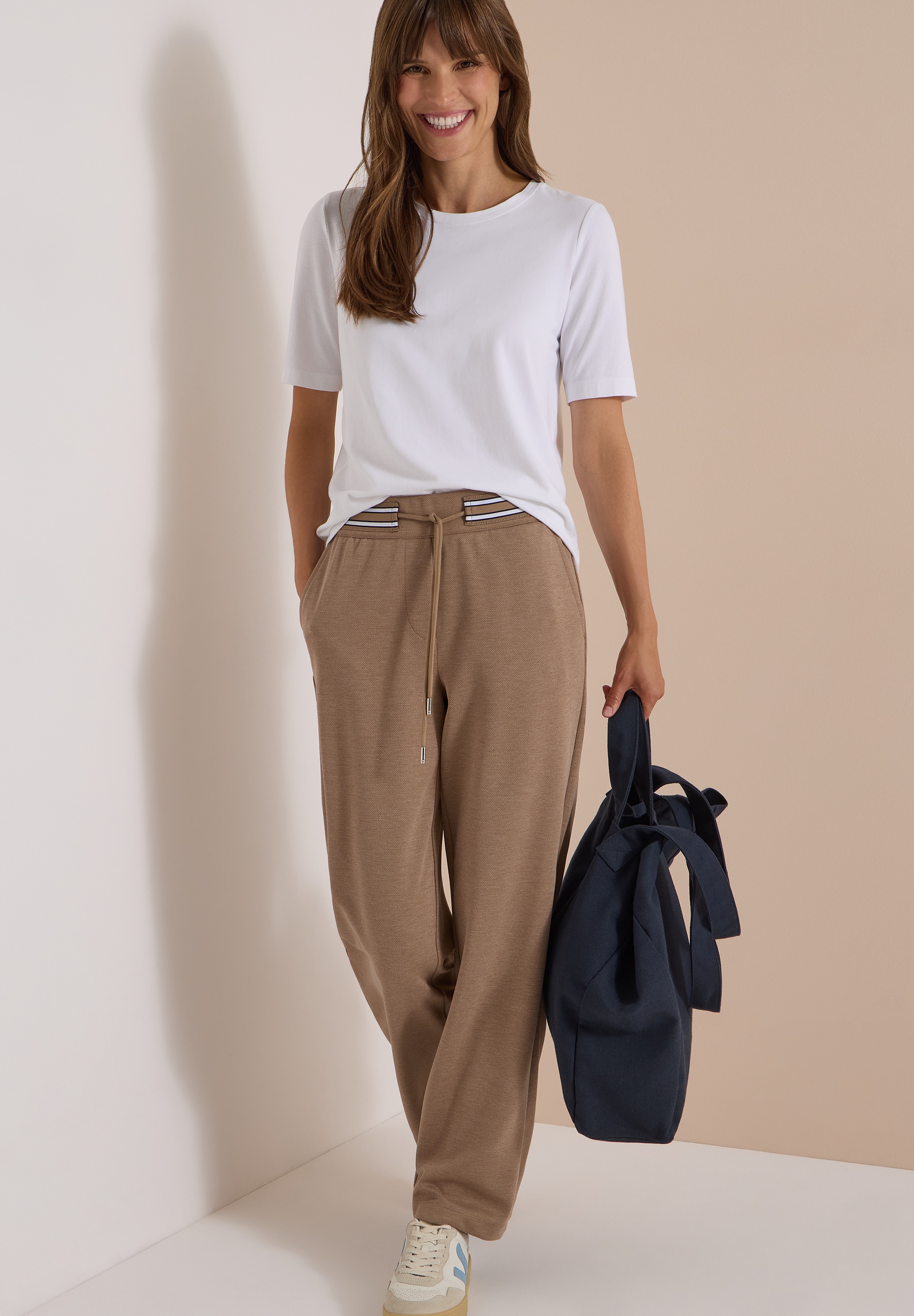 Cecil Stoffhose »Style Neele«  Jaquard-Qualität, Elastikbund mit Kontrastdetails