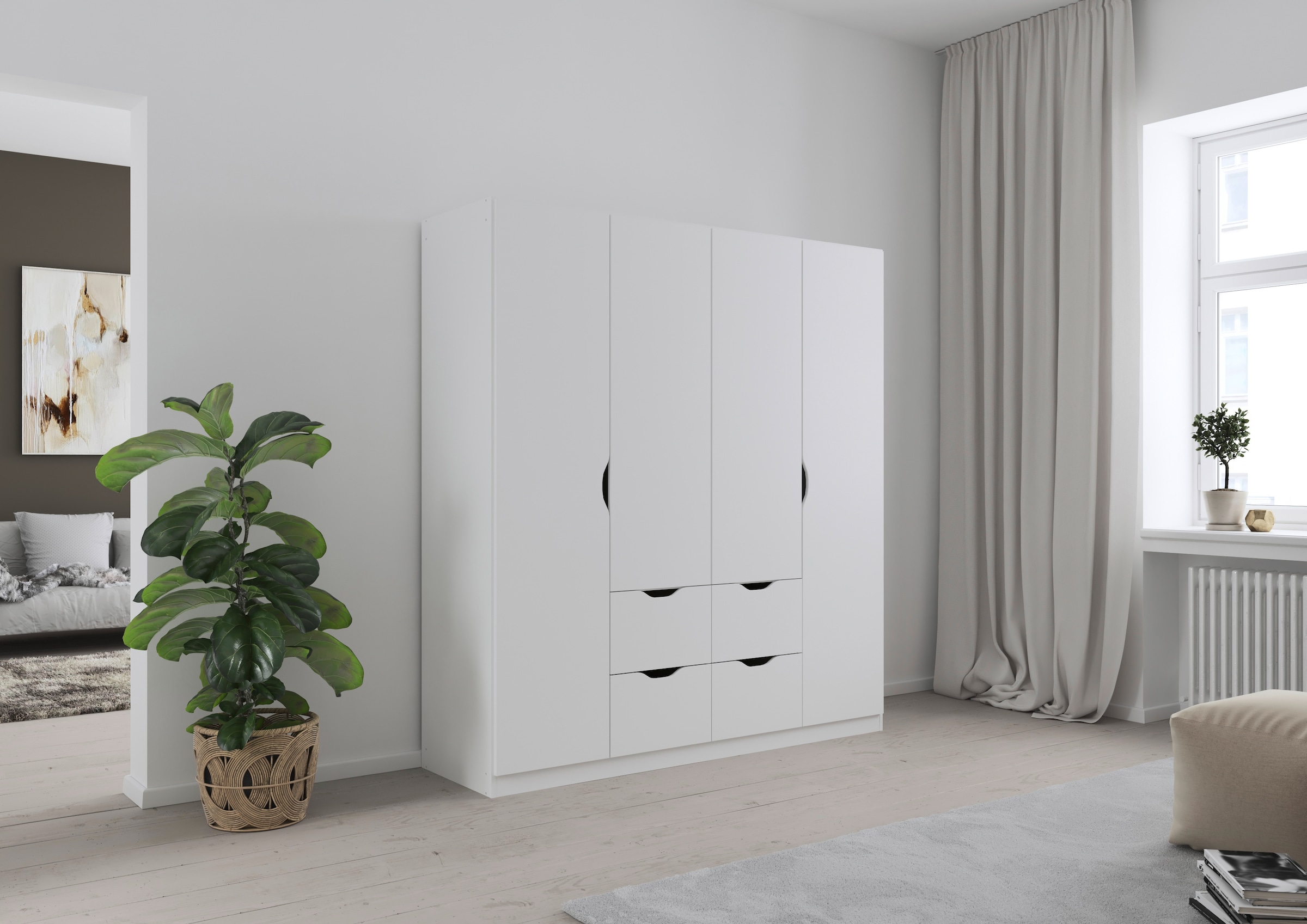 rauch Kleiderschrank »Freising geräumiger Schrank Garderobe Schlafzimmerschrank«, (in 2 Breiten erhältlich TOP ANGEBOT !), mit Griffmulden und Schubkästen TOP PRODUKT