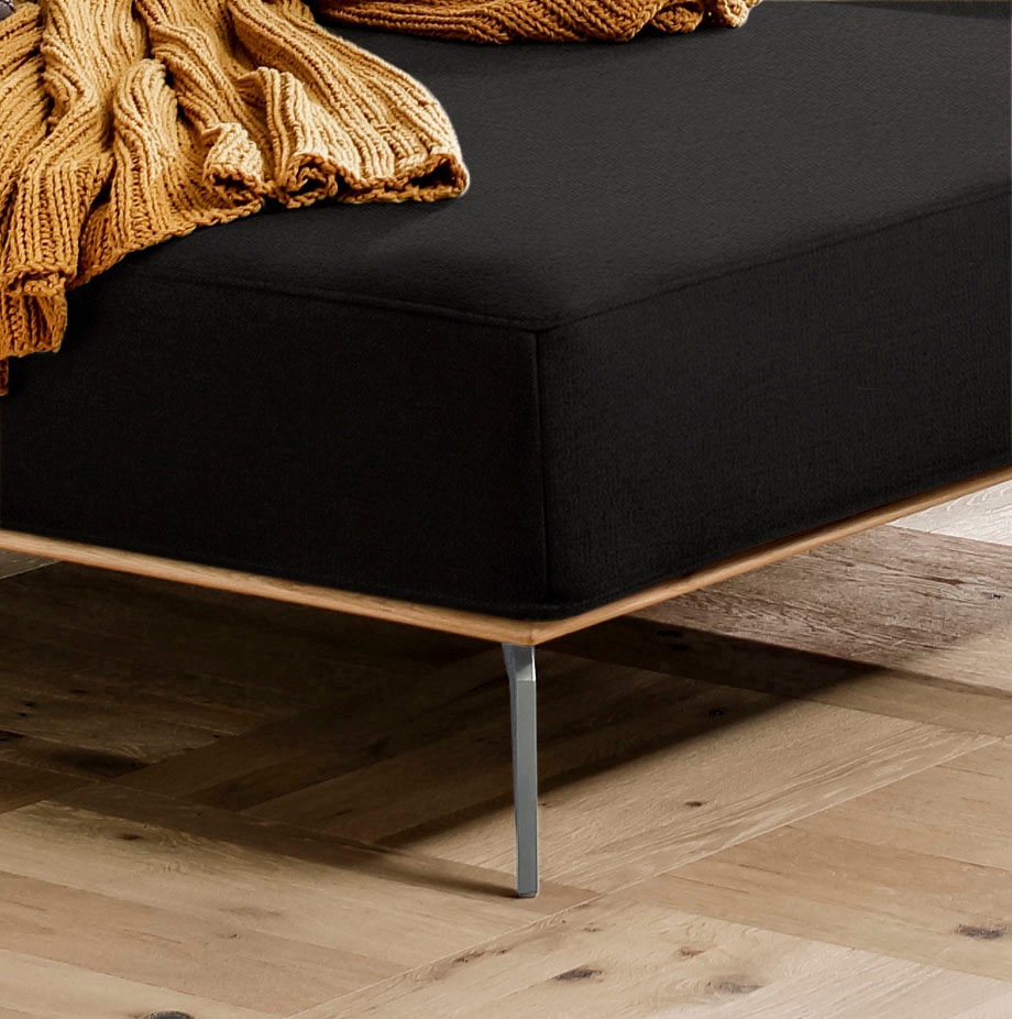 W.SCHILLIG Ecksofa »run, Designsofa mit tollem Sitzkomfort, bequem, L-Form«, mit elegantem Holzsockel, Füße in Silber matt, Breite 319 cm