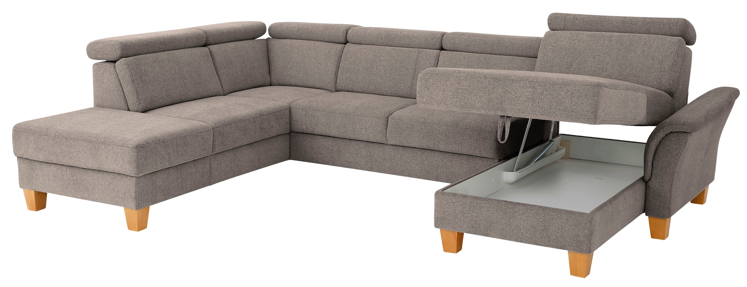 Home affaire Wohnlandschaft »Conville U-Form«, Kopfteilverstellung wahlweise mit Bettfunktion und Bettkasten