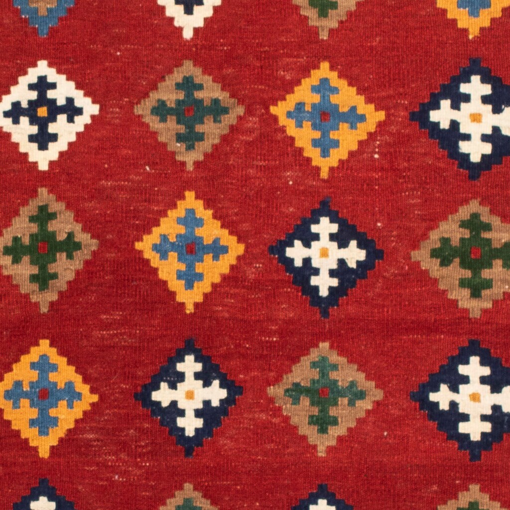 morgenland Wollteppich »Kelim - Oriental quadratisch - 104 x 101 cm - dunkelrot«, quadratisch, Wohnzimmer, Einzelstück