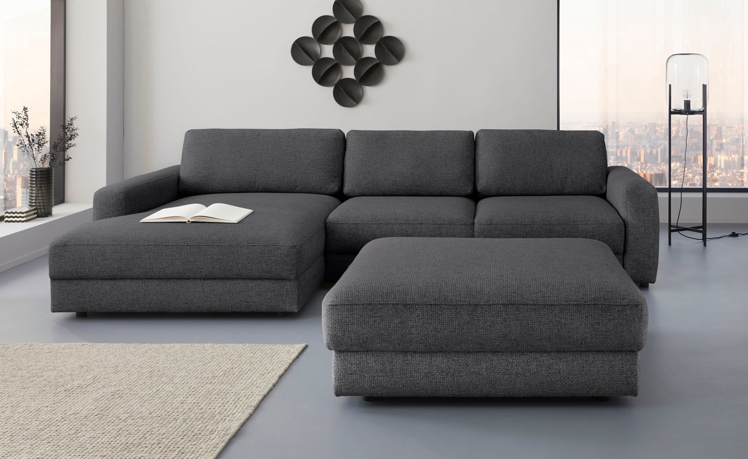 Places of Style Ecksofa »Bloomfield, bequem und elegant, L-Form«, wahlweise mit Bettfunktion und Bettkasten