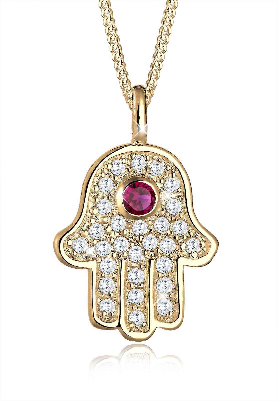 Elli Silberkette »Halskette Hamsa Hand der Fatima Zirkonia 925 Silber«