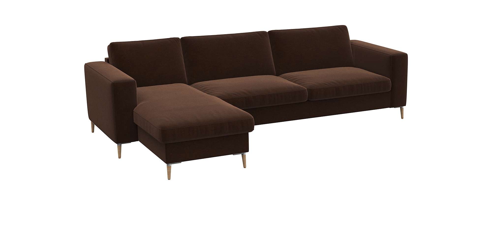 FLEXLUX Ecksofa »Fiore, Sitzaufbau mit hochwertigem Kaltschaum für mehr Sitzkomfort«, breite Armlehnen, L-Form, Füße Alu+ Eiche