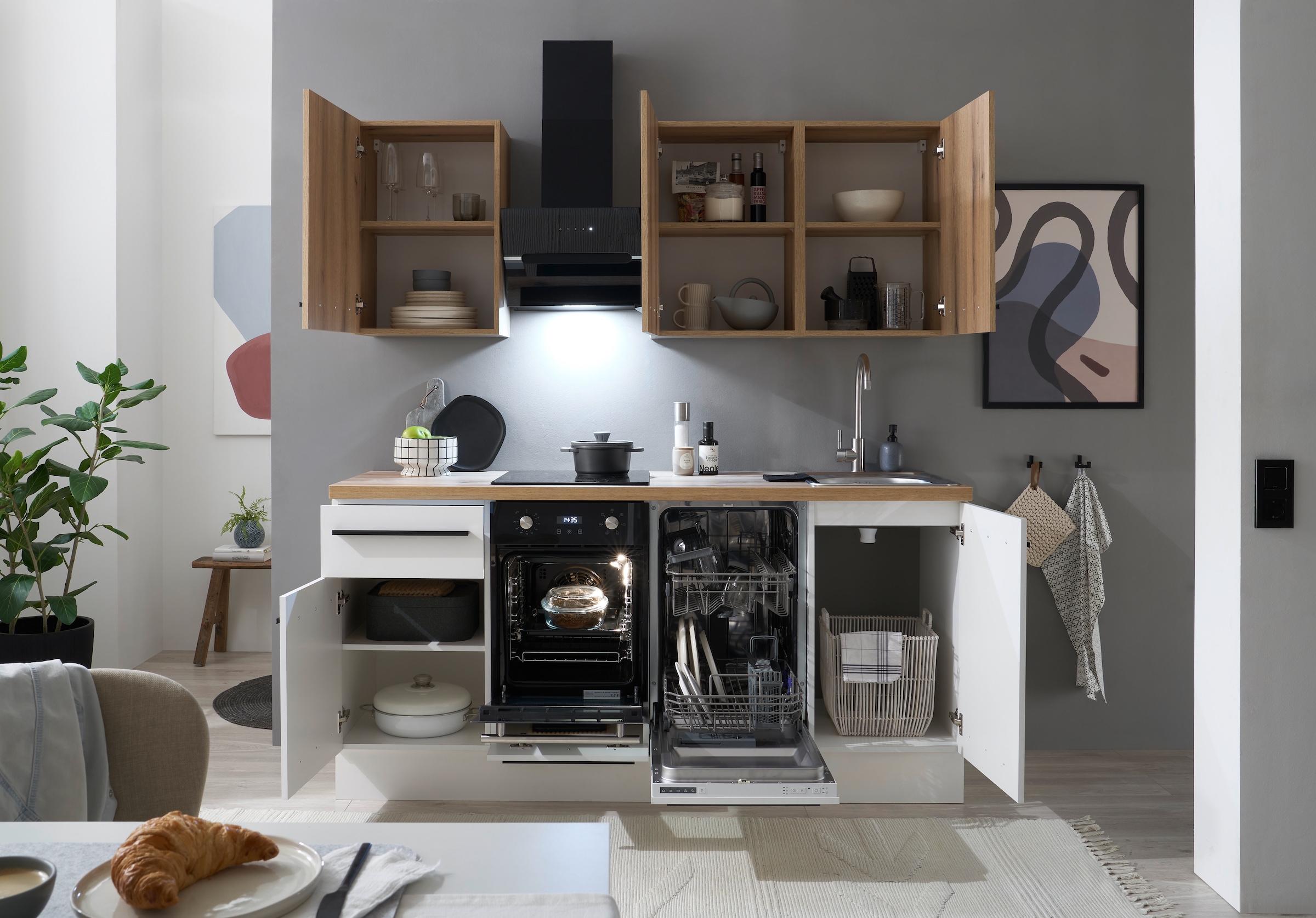 BASIC by Balculina Pantryküche »Torcello BxHxT 180x210x60 cm« Breite 180cm, wahlweise mit E-Geräten, Softclose-Funktion