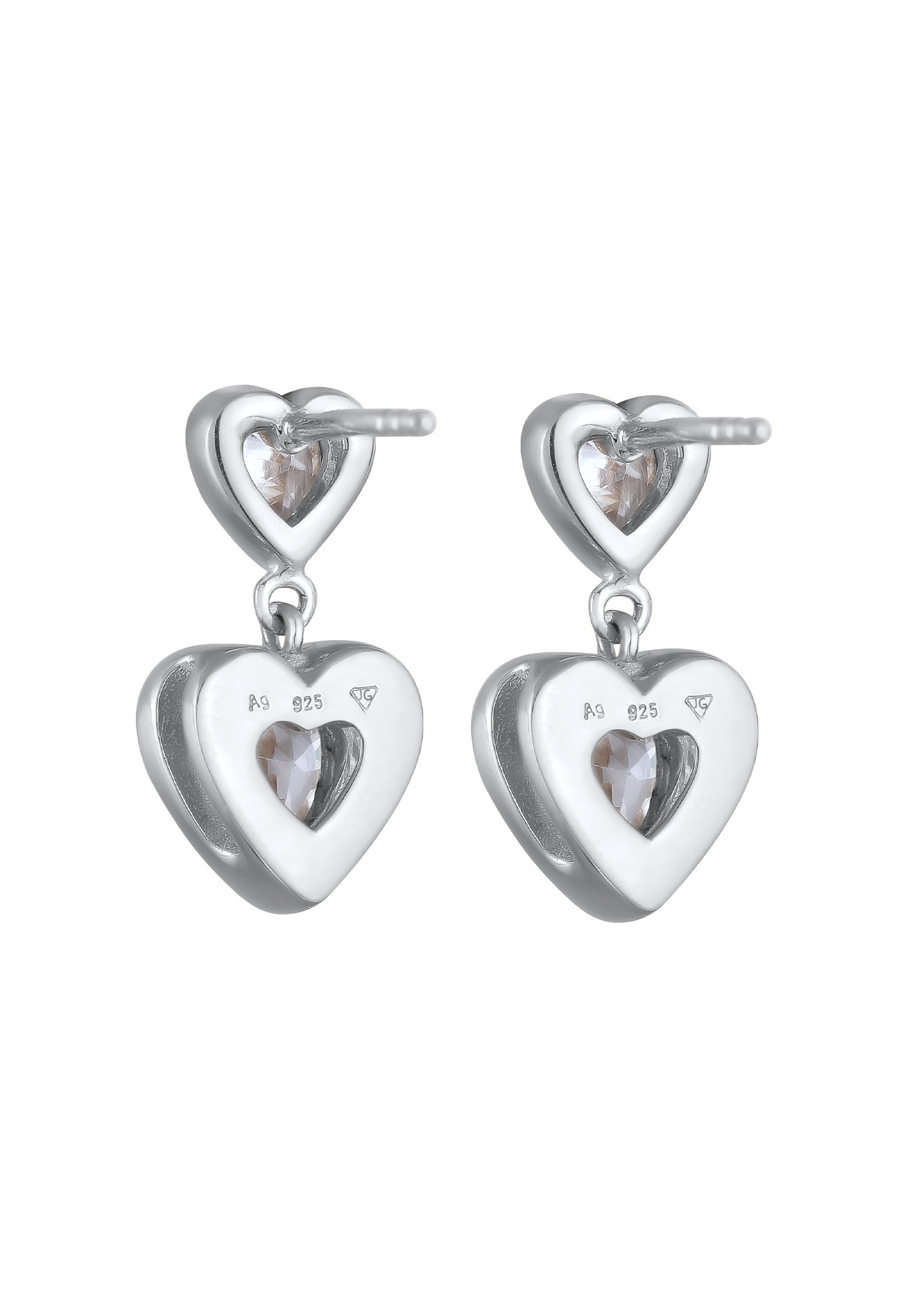 Elli Paar Ohrstecker »Ohrringe Herz Zirkonia Weiß 925 Sterling Silber«