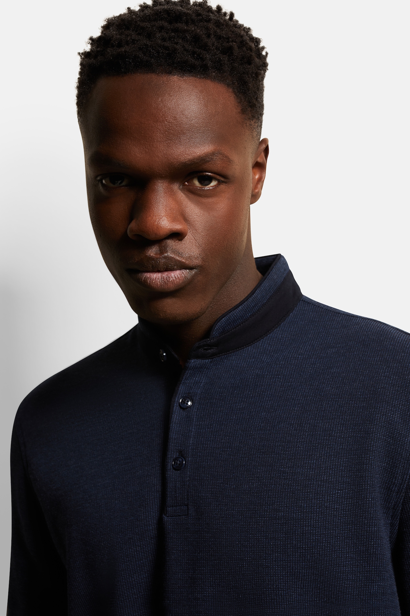 bugatti Langarm-Poloshirt, mit Stehkragen
