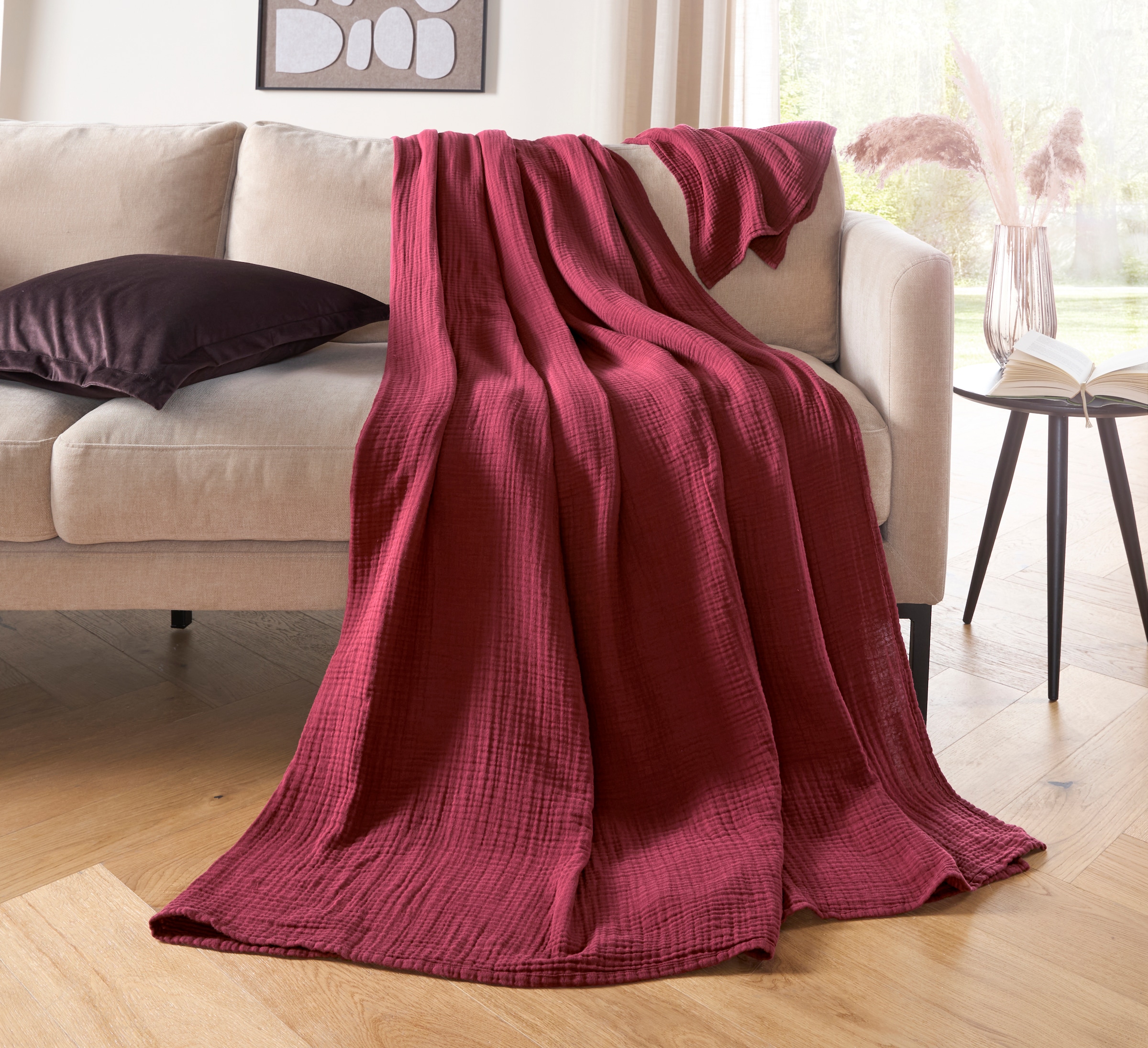 LeGer Home by Lena Gercke Wohndecke »HEVIN« Tagesdecke im Baumwoll-Crinkle-Effekt, Musselin, Kuscheldecke