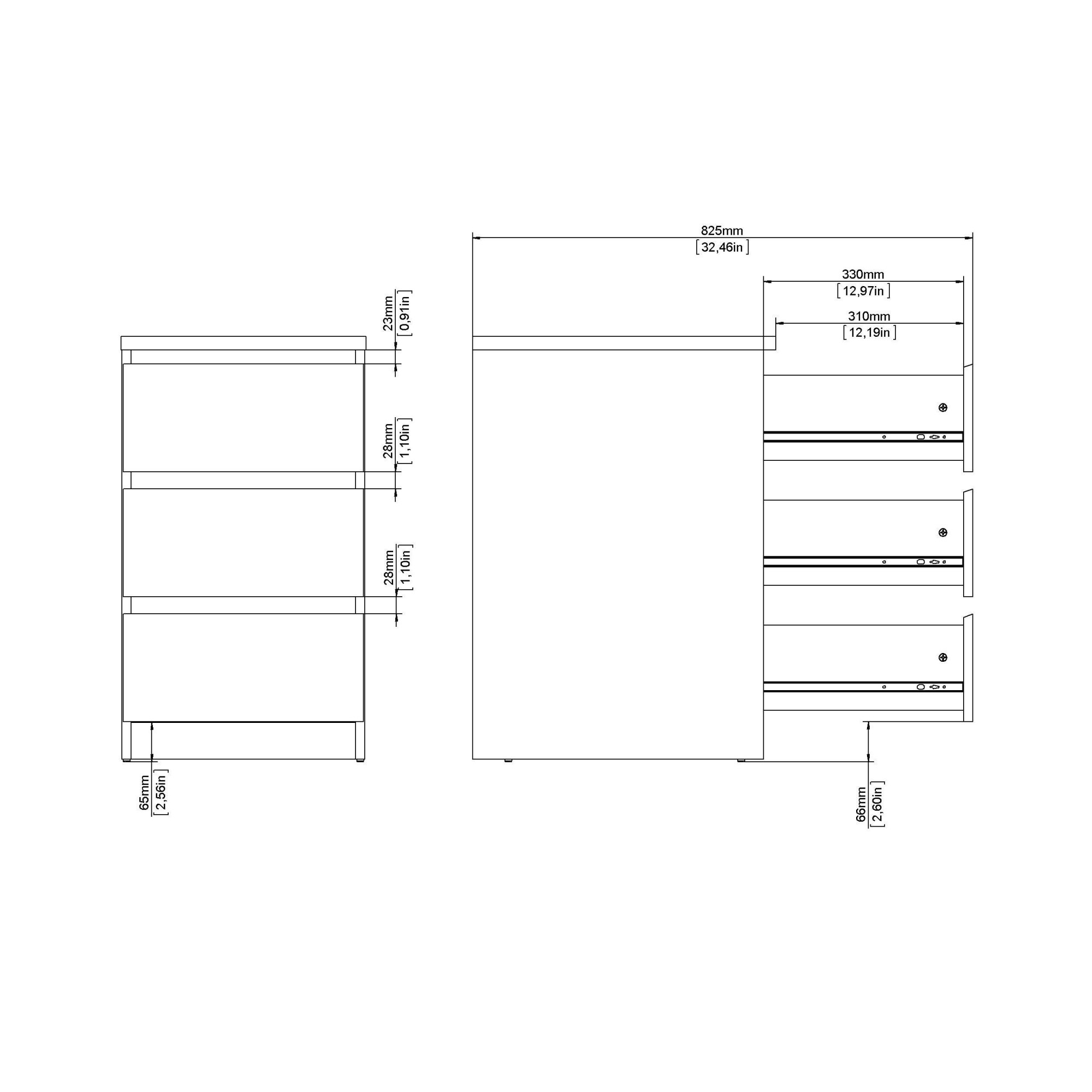 INOSIGN Kommode »Naia« Elegante und modernes Sideboard mit 3 geräumigenSchubladen