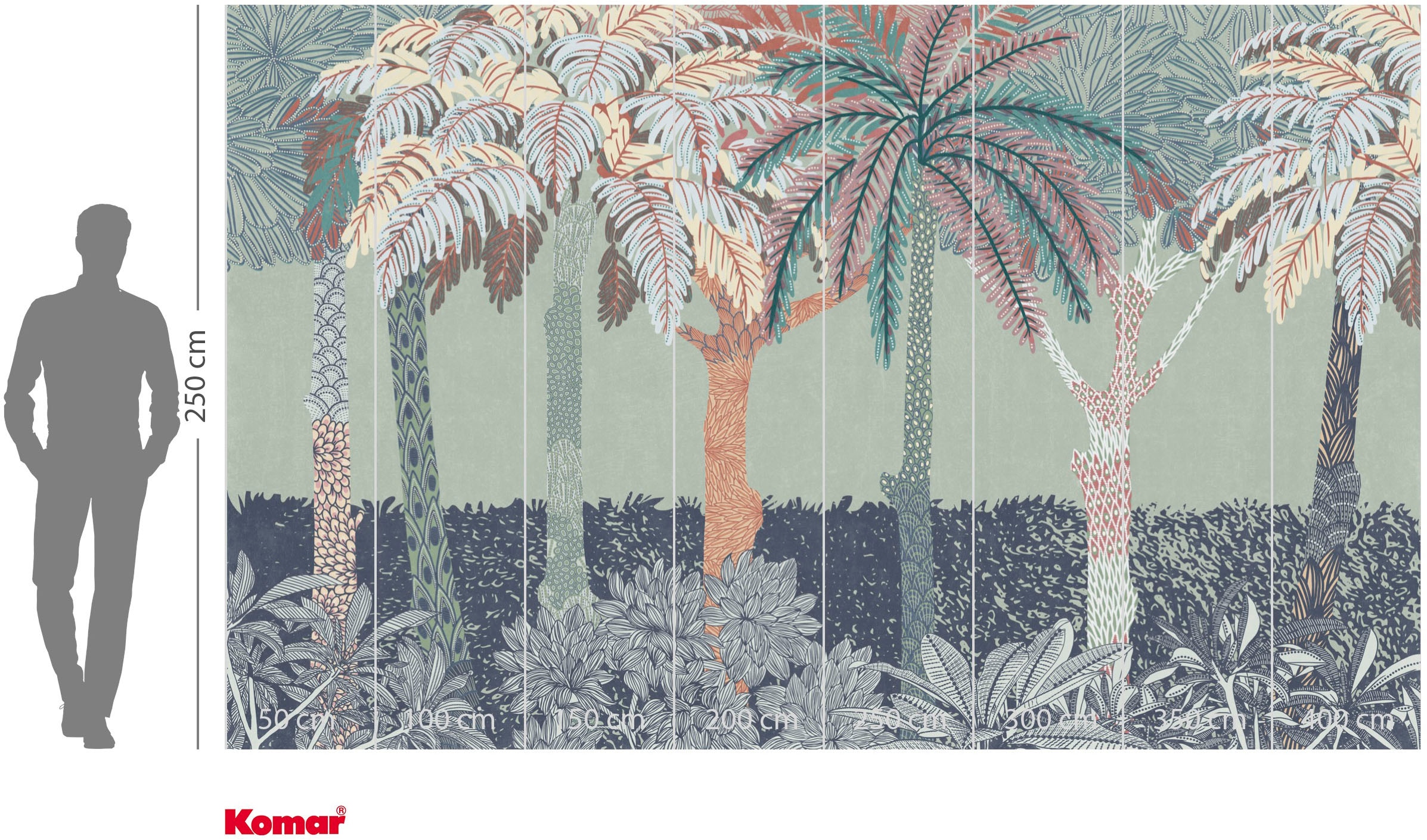 Komar Fototapete »Vlies Fototapete - Patterned Palms - Größe 400 x 250 cm« Motiv | bedruckt glatt