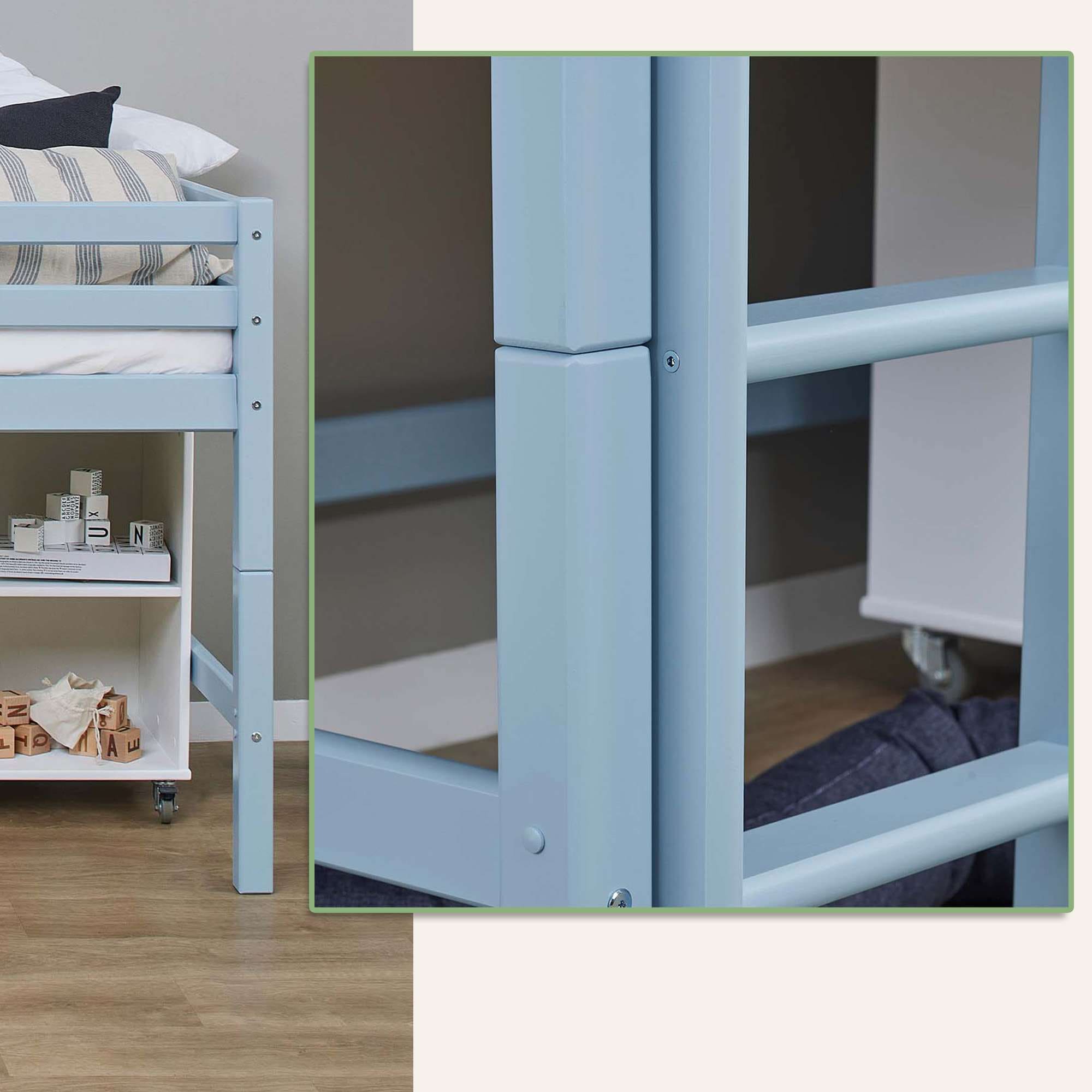 Hoppekids Spielbett »ECO Dream MY COLOR, Kinderbett, Hochbett, 90x200 Massivholz«, mit drei Seiten und Rausfallschutz, umbaubar in Einzelbett