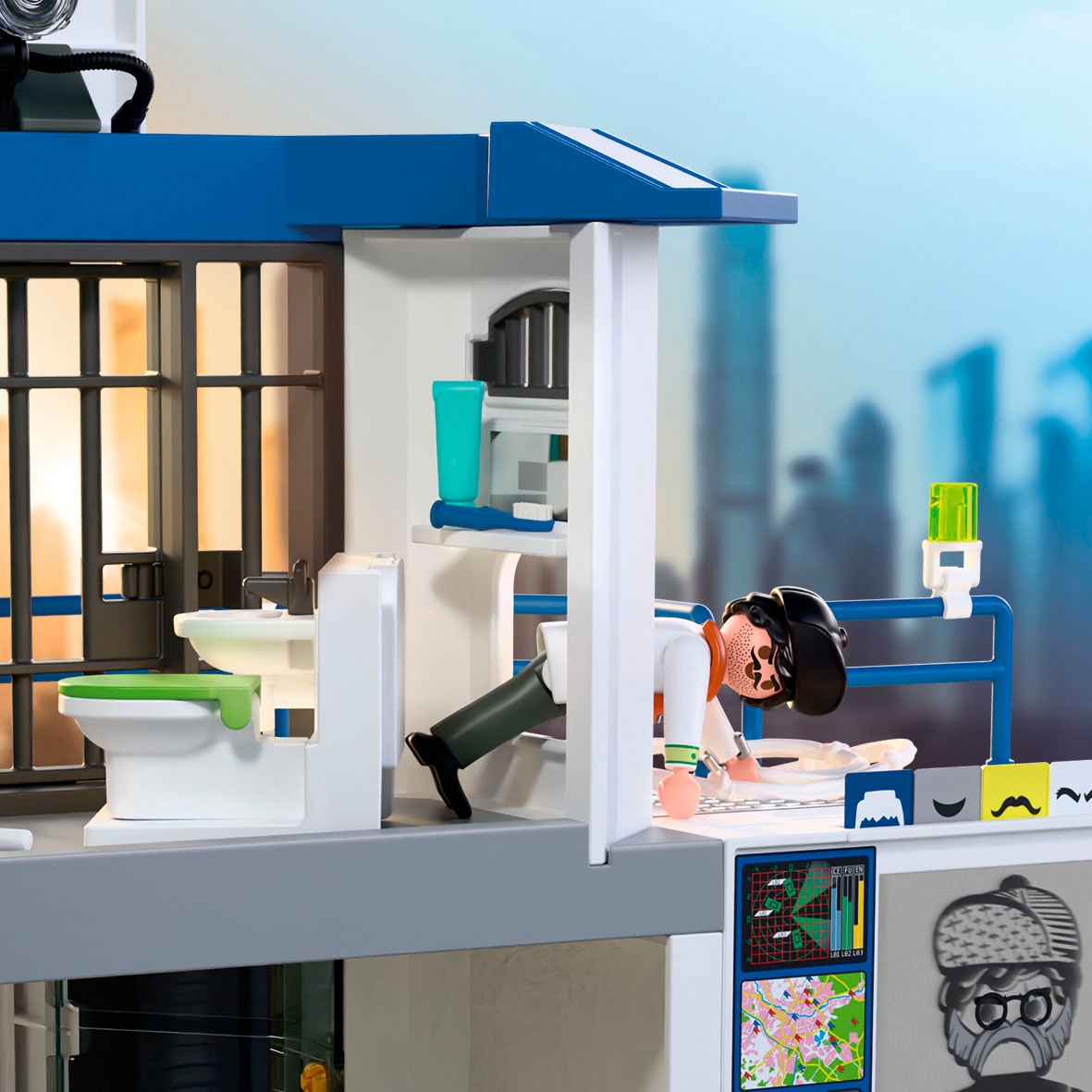 Playmobil® Konstruktions-Spielset »Polizeiwache mit Fahndungsraum (71874), Action Heroes«, (129 St.), Made in Europe