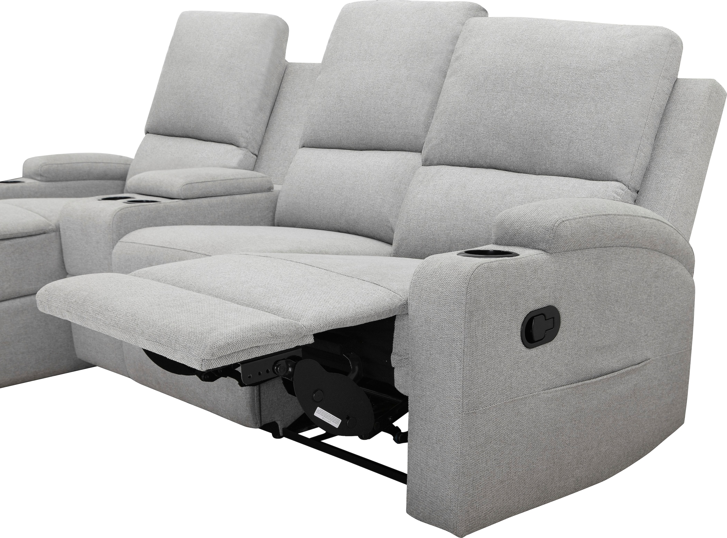 Home affaire Ecksofa »NAPORI Multimediasofa, 3er Kinosessel XXL, L-Form, 3 Bezugsstoffe«, Kinosofa mit Relaxfunktion, Getränkehalter, Staufach und Staukasten
