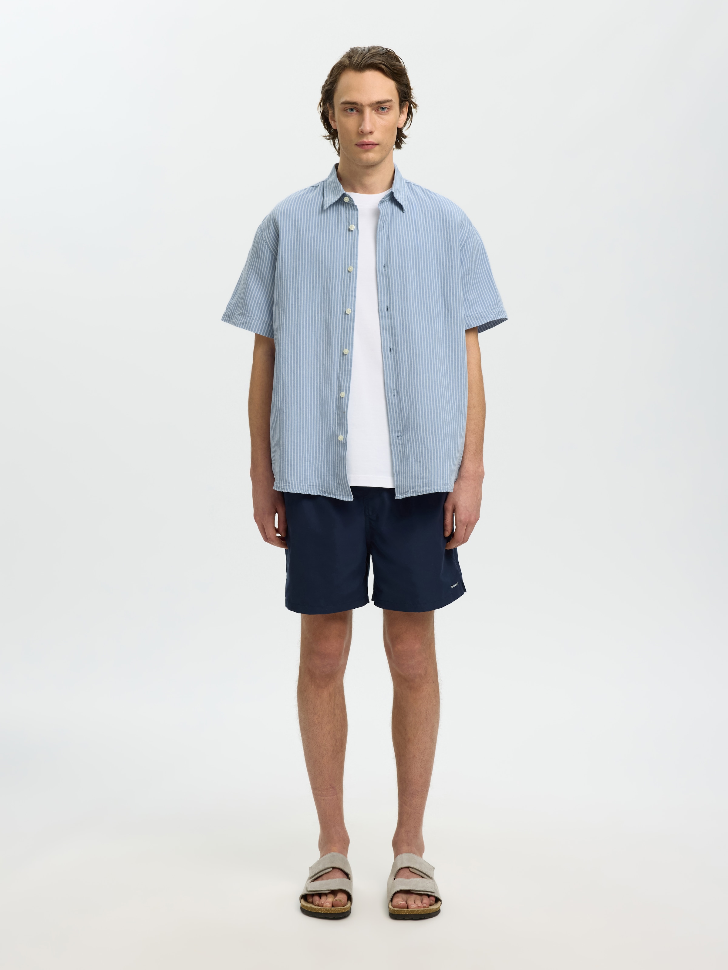 SELECTED Langarmhemd »SLHREGCLAY LINENBLEND SS SHIRT CLA NOOS«