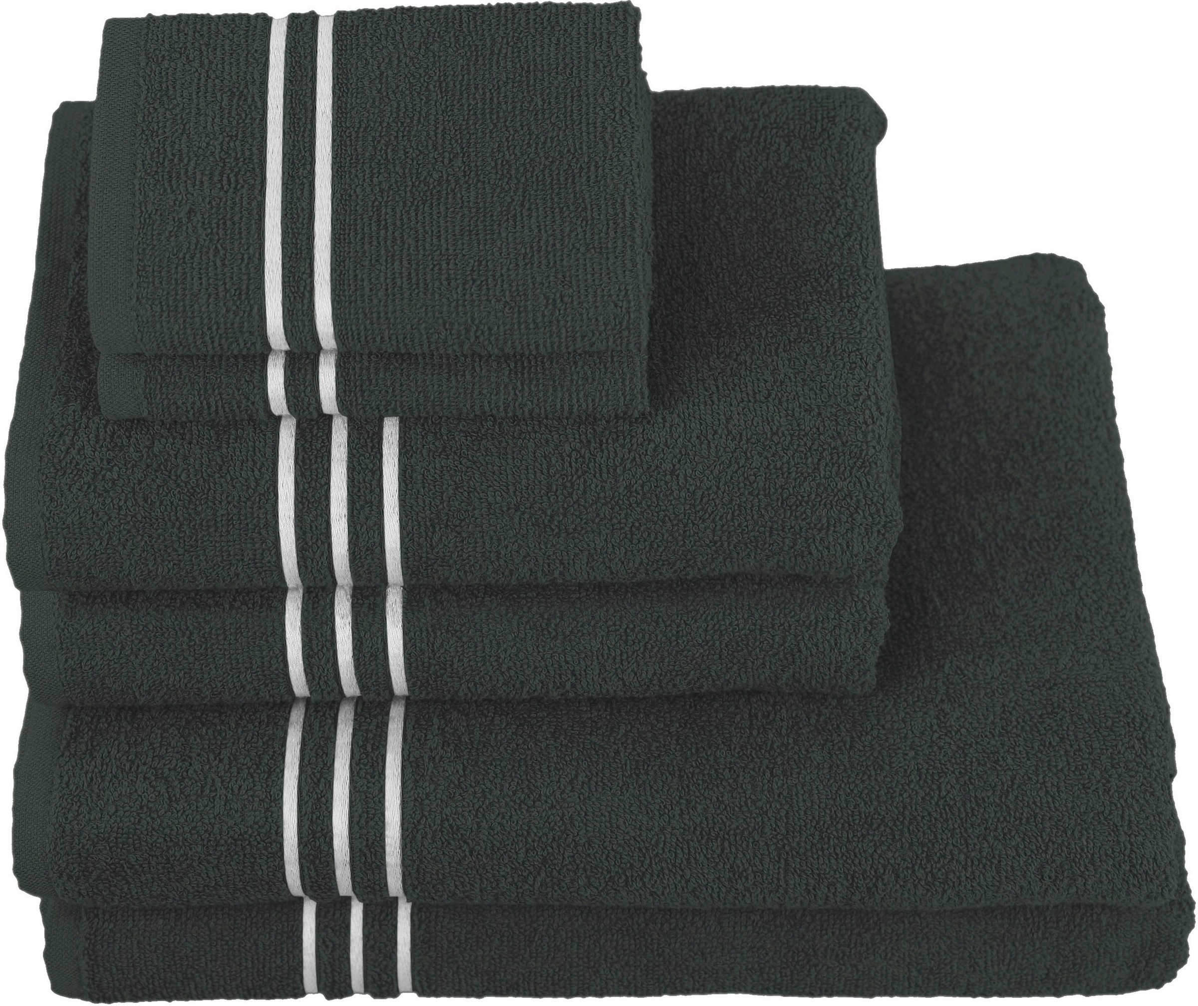 KangaROOS Handtuch Set »Dalia«, (Set, 6 St., 2 Badetücher 70x140 cm-2 Handtücher 50x100 cm-2 Waschlappen 30x30 cm), mit Streifenbordüre, einfarbiges Handtuch-Set aus 100% Baumwolle