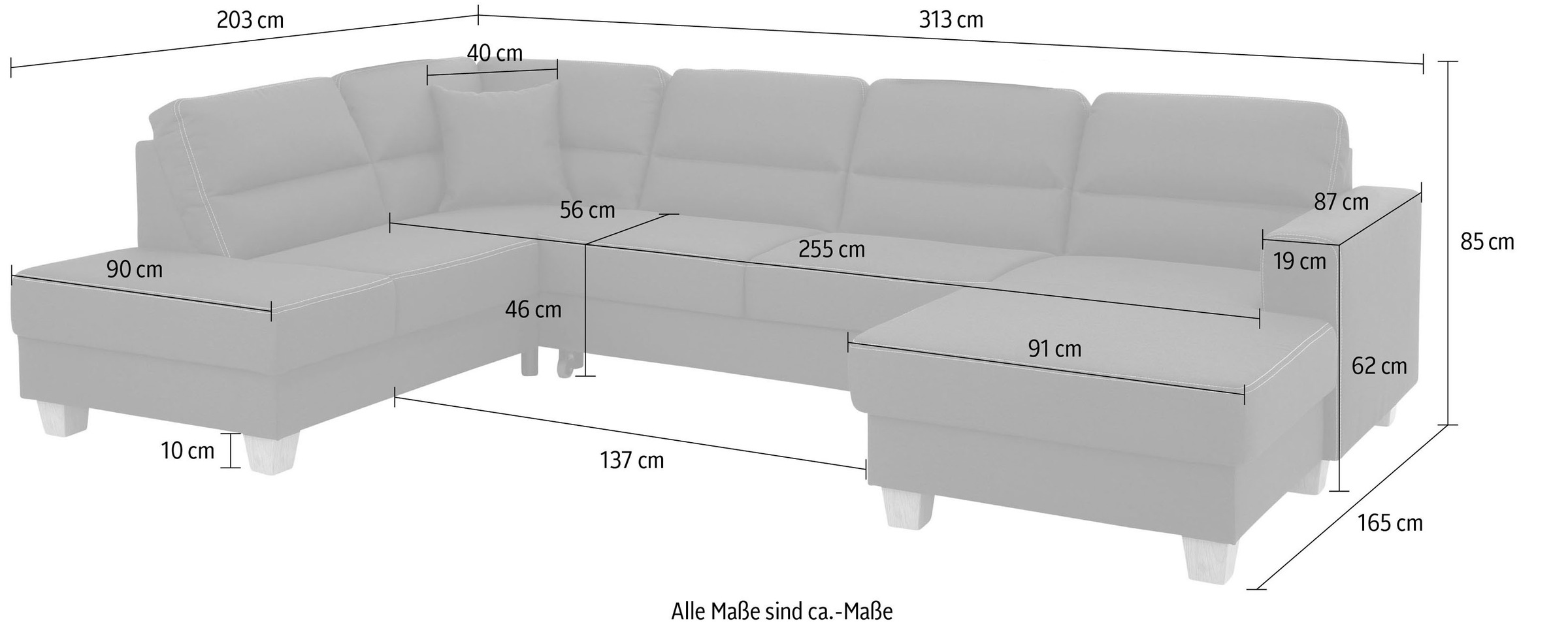 Home affaire Wohnlandschaft »Navan, U-Form«, wahlweise mit Bettfunktion und Kopfstütze
