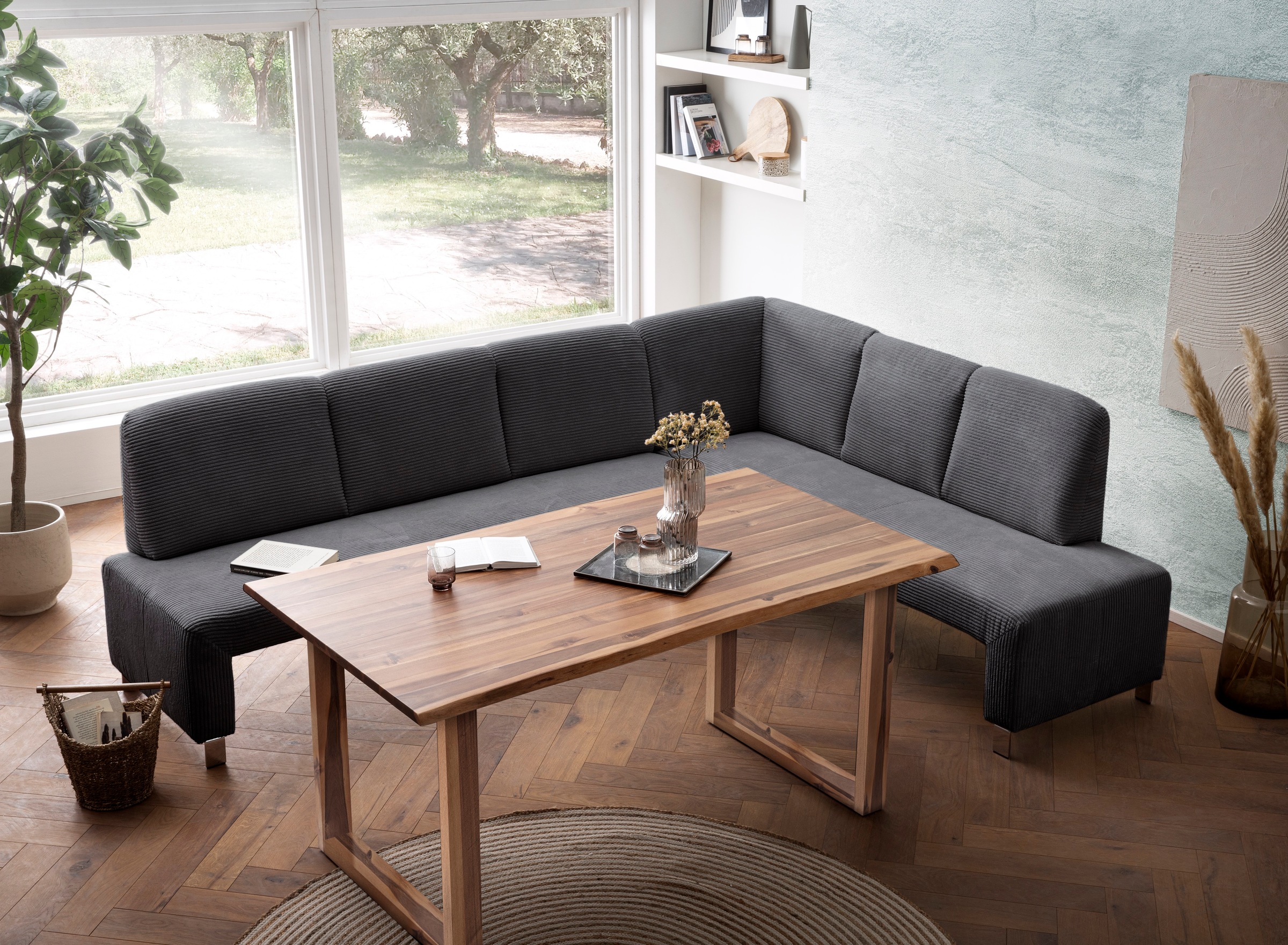 exxpo - sofa fashion Eckbank »Intenso, moderner Cordbezug, 264/197 cm (B/T)«, hohe Bodenfreiheit, frei im Raum stellbar, hoher Sitzkomfort