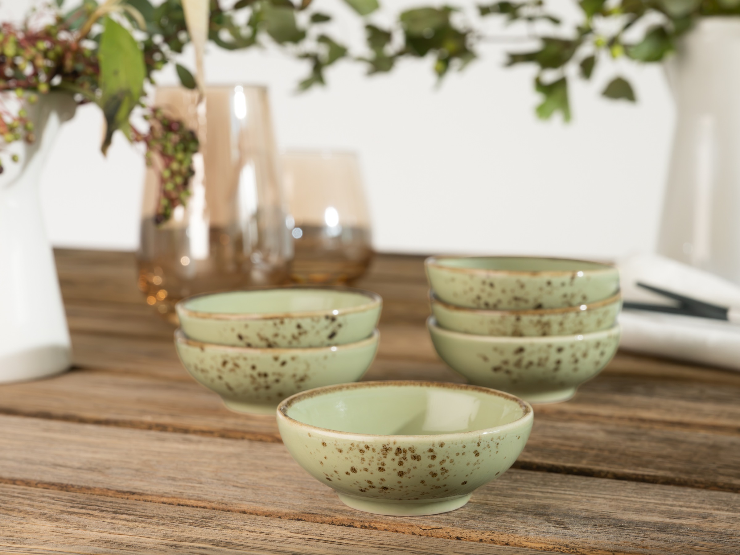 CreaTable Tapas-Schale »NATURE COLLECTION« 6 Stk. aus Steinzeug Snackschale, Dipschale, Servierschale, Ø 8 cm
